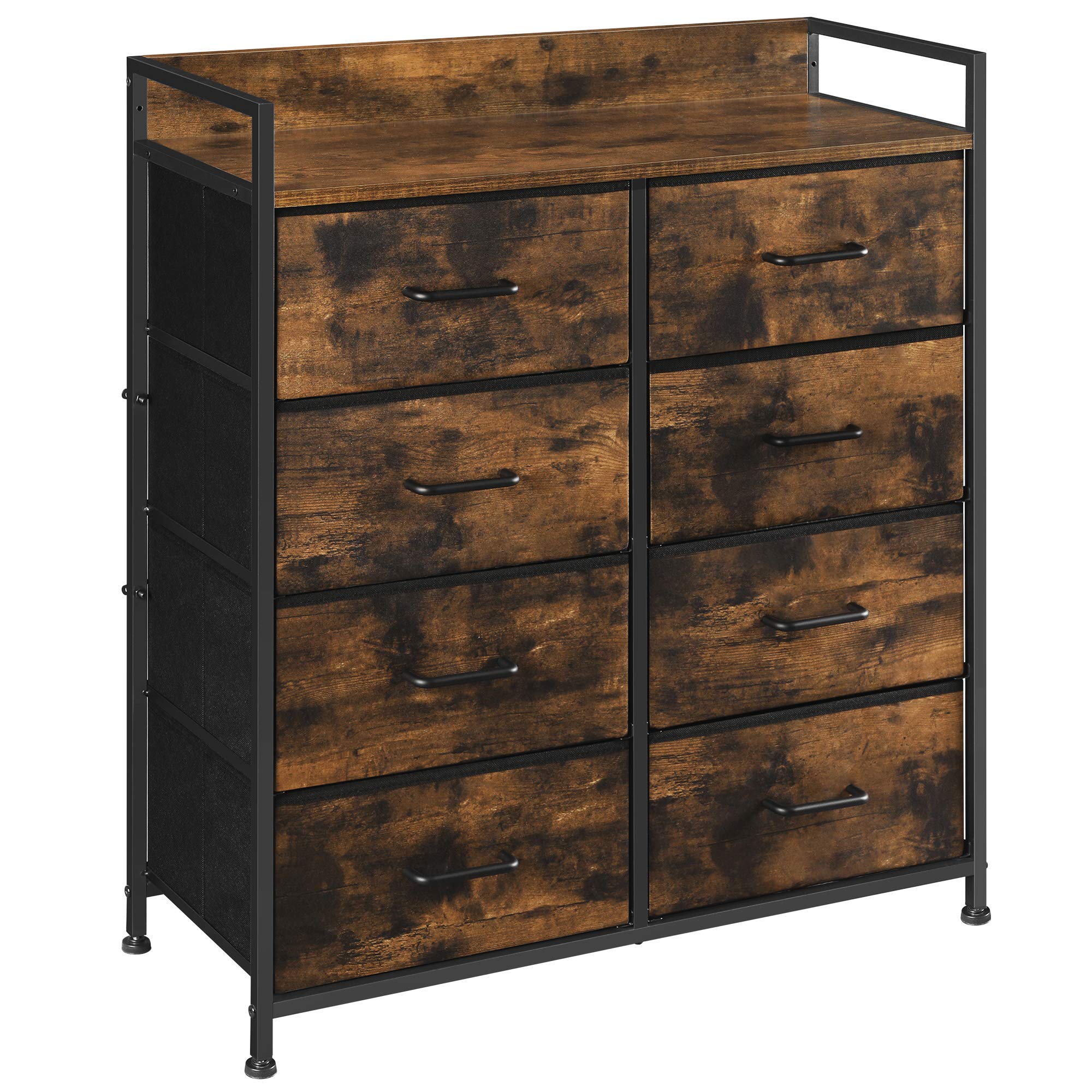 SONGMICS 8-Drawer Fabric Dresser with Metal Frame - Rustic Brown & Black Storage Organizer for Closet, Bedroom, or Nursery | ULTS124B01