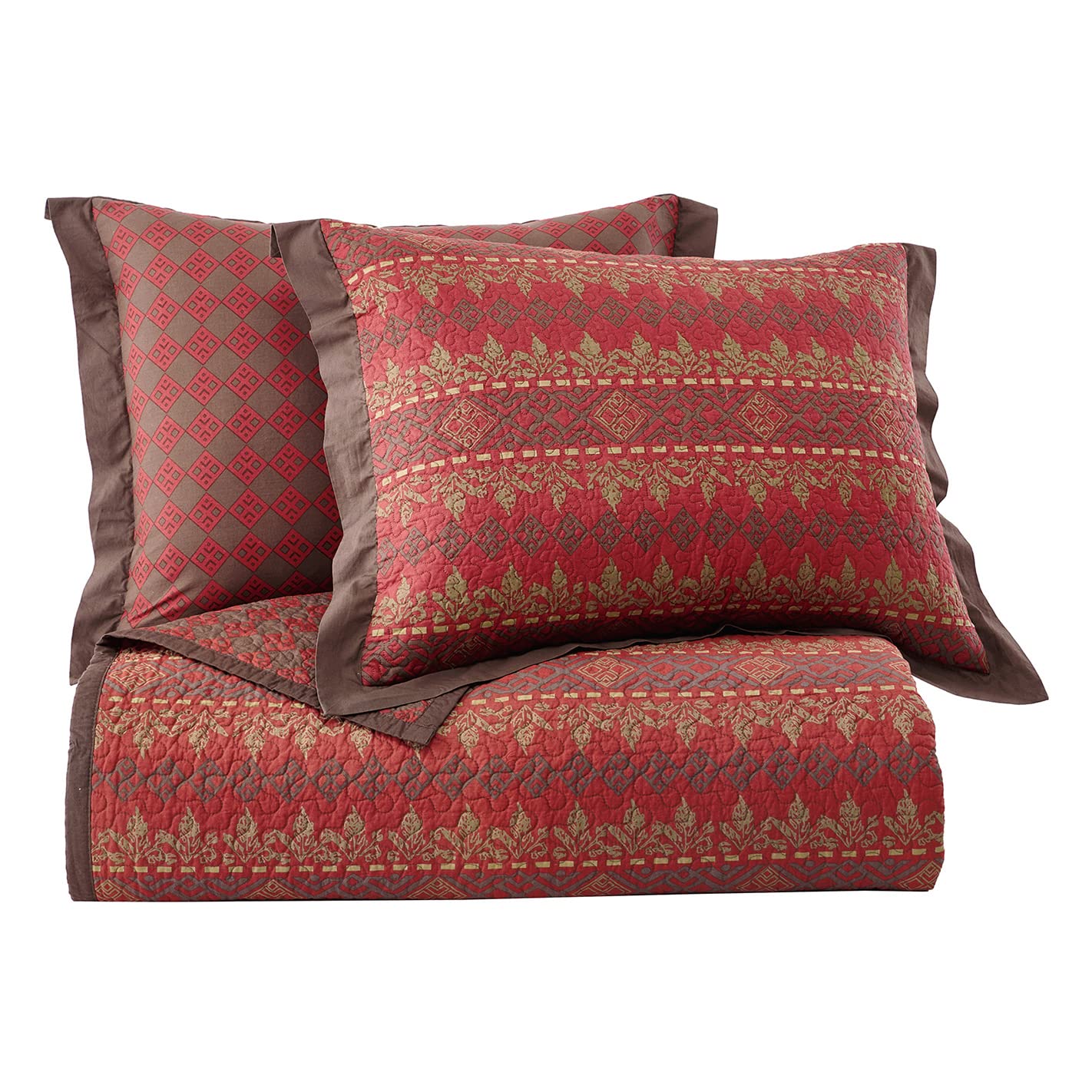 HiEnd Accents Rushmore 3-Piece Quilt Set with Pillow Shams - Super Queen/King Size, 100% Cotton Reversible Luxury Bedding, Southwestern Rustic Style (1 Quilt + 2 Pillowcases) for Cozy Bedroom Decor & Guest Room Makeover