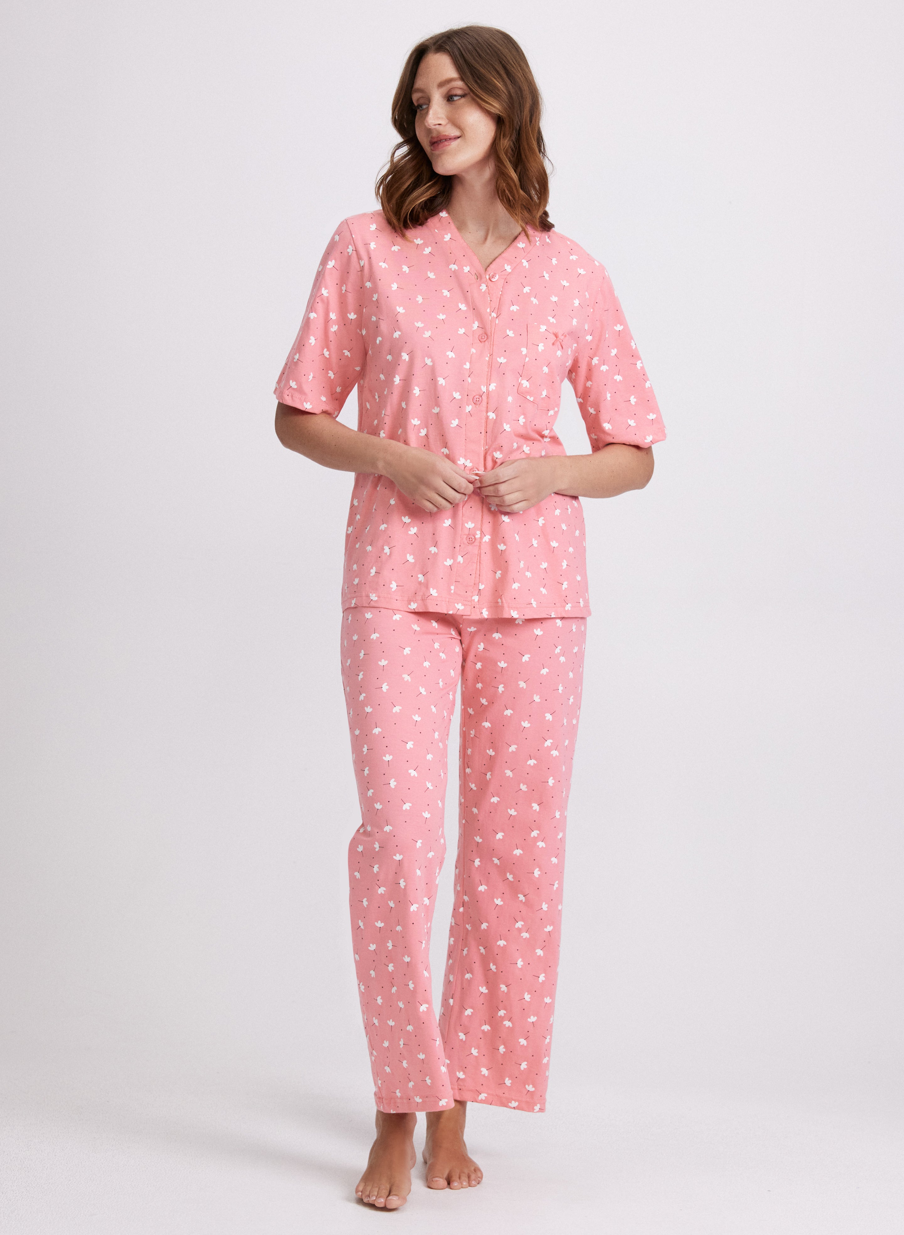Floral Print Pajama Set for Women - Soft & Comfortable Sleepwear for Nighttime & Lounging