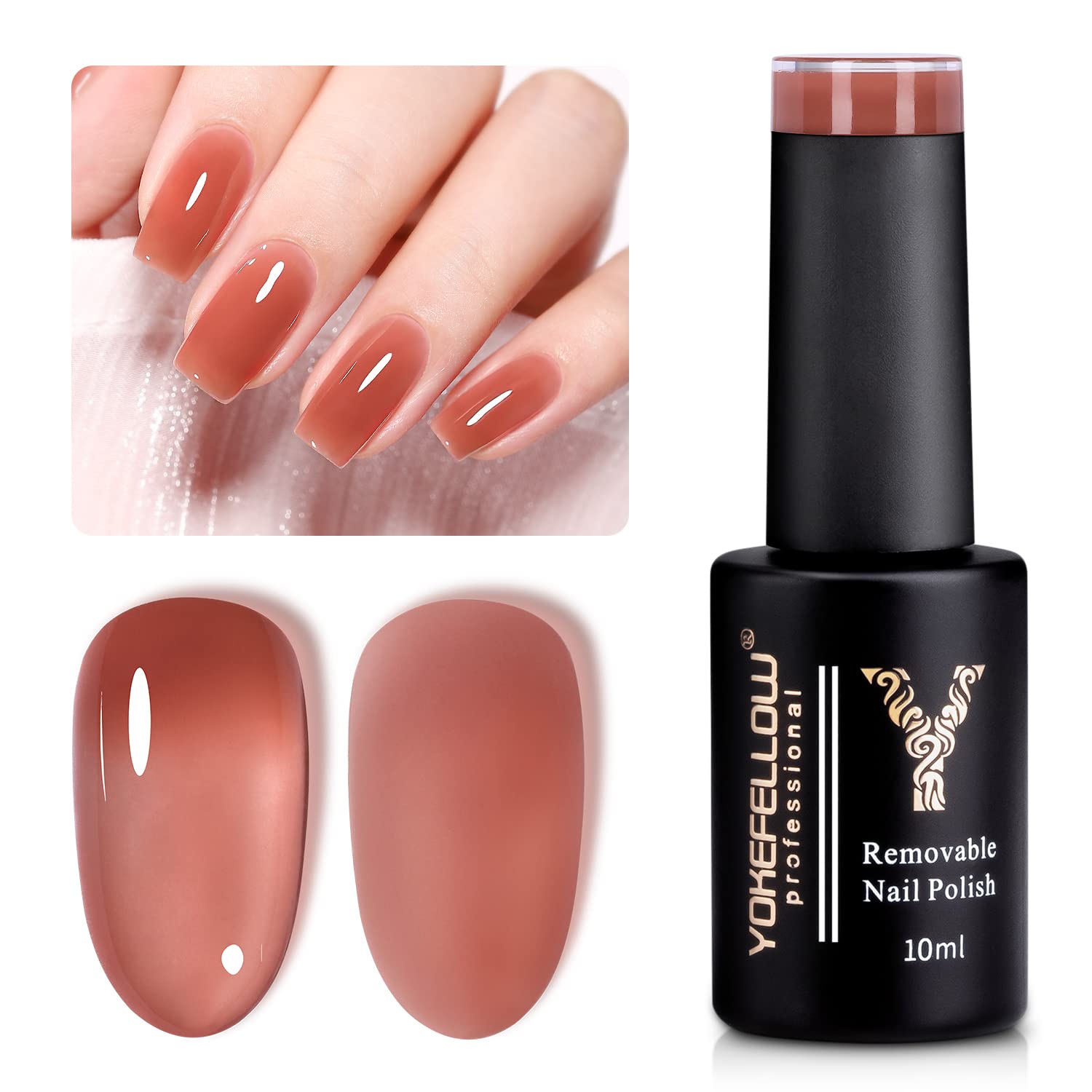 YOKE FELLOW Jelly Gel Nail Polish - Sheer Red Nude Soak Off UV Gel for Nail Art & Manicure | 0.33 Fl Oz | Perfect for Home Salon, DIY Nails & Professional Manicures
