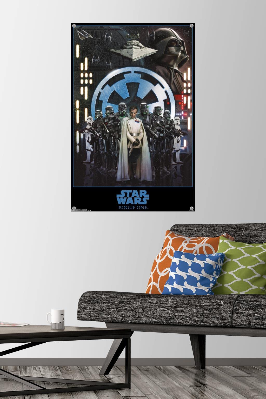 Star Wars Rogue One Empire Themed Wall Poster with Push Pins - Perfect for Bedroom, Office & Game Room Decor