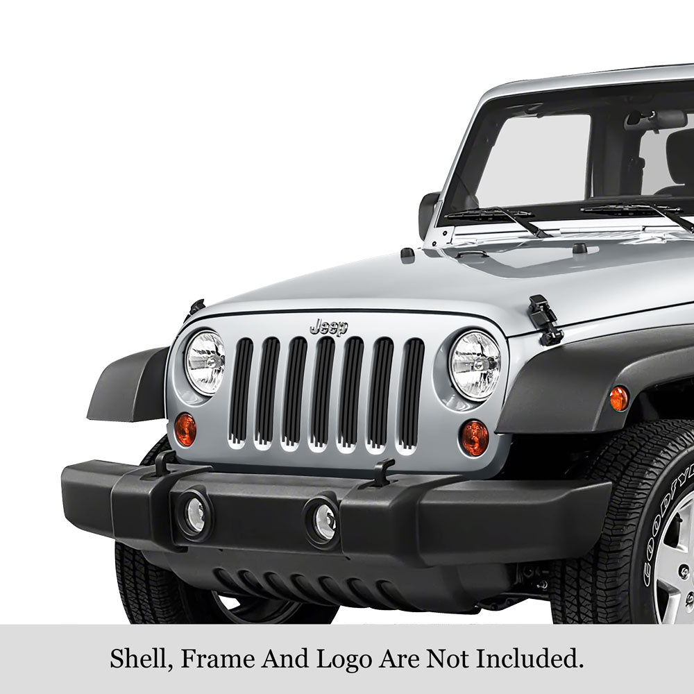 APS Black Stainless Steel Upper Billet Grille for Jeep Wrangler JK (2007-2018) | Durable Replacement Grille for Off-Road & Daily Driving