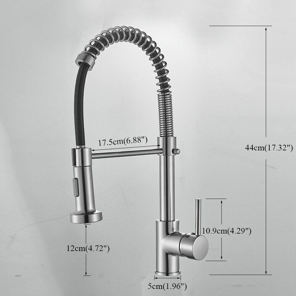 NWC Brushed Nickel Pull Down Kitchen Faucet with Deck Plate - Modern Single Handle Sink Faucet for Home, Restaurant & Commercial Use