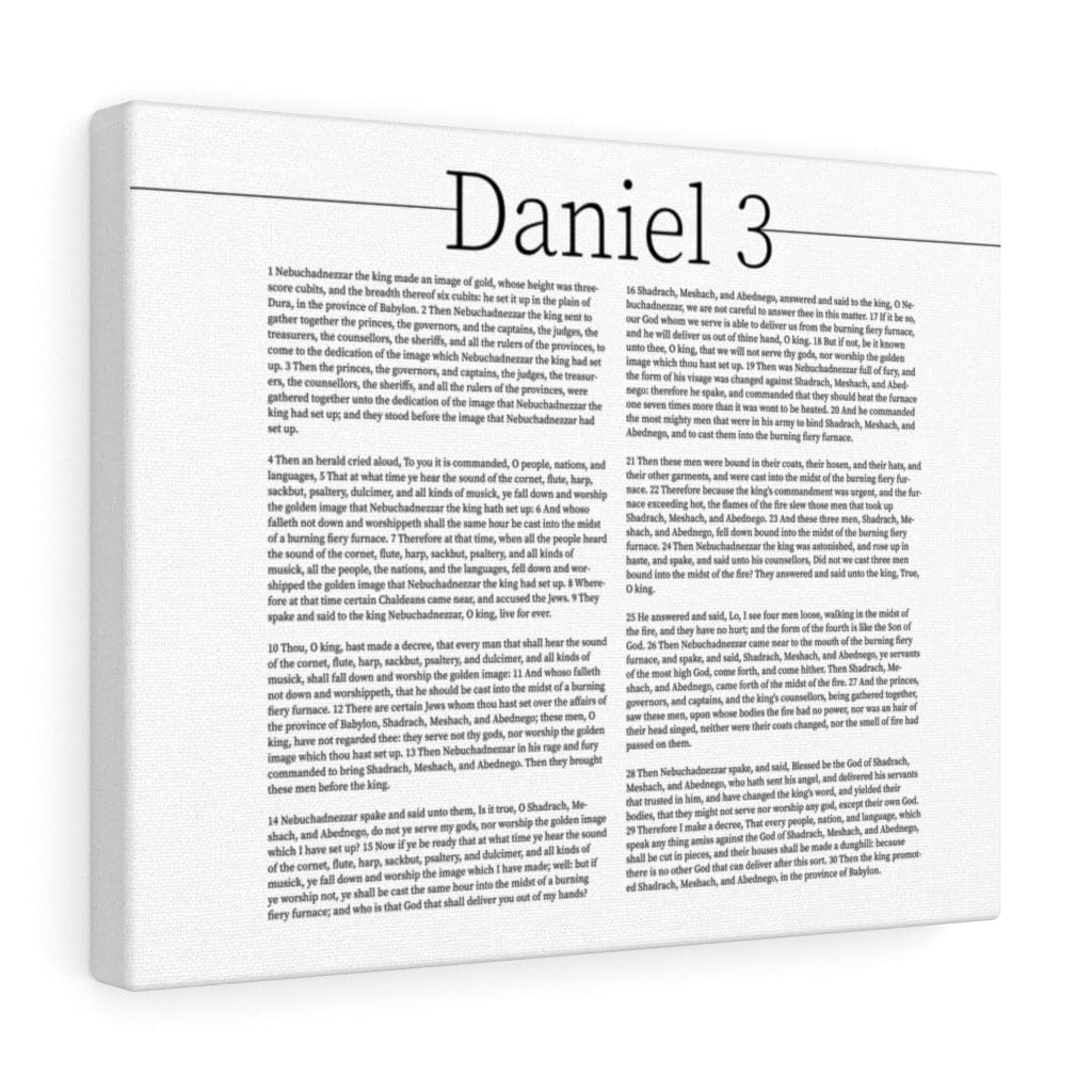 Christian Wall Art - Bible Verse Canvas Print Daniel Chapter 3, Inspirational Scripture Home Decor for Living Room, Bedroom & Church (White)