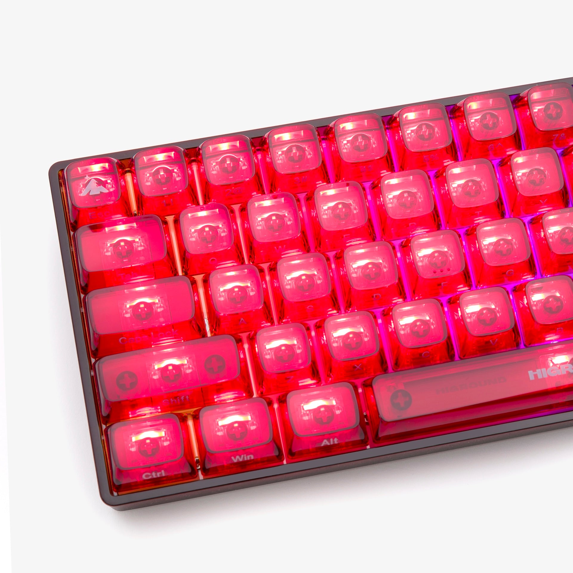 CLEAR RUBY Basecamp 65% Mechanical Keyboard with Silent Glacier Switches - Compact Wired Gaming Keyboard for PC, Mac, Office & Typing Enthusiasts
