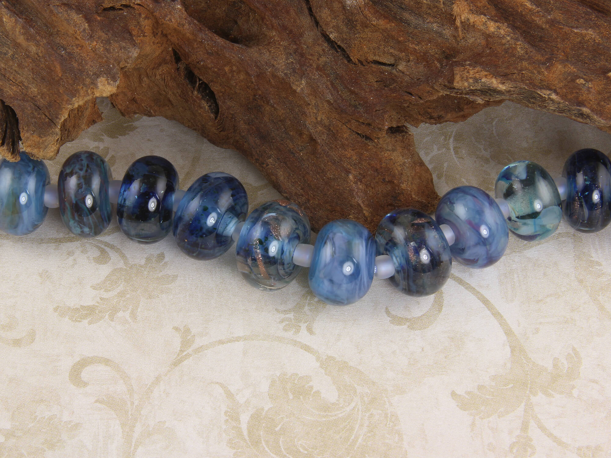 Steel Blue Handmade Lampwork Glass Beads Set for Jewelry Making - DIY Bracelets, Necklaces, and Craft Projects - SRA Certified