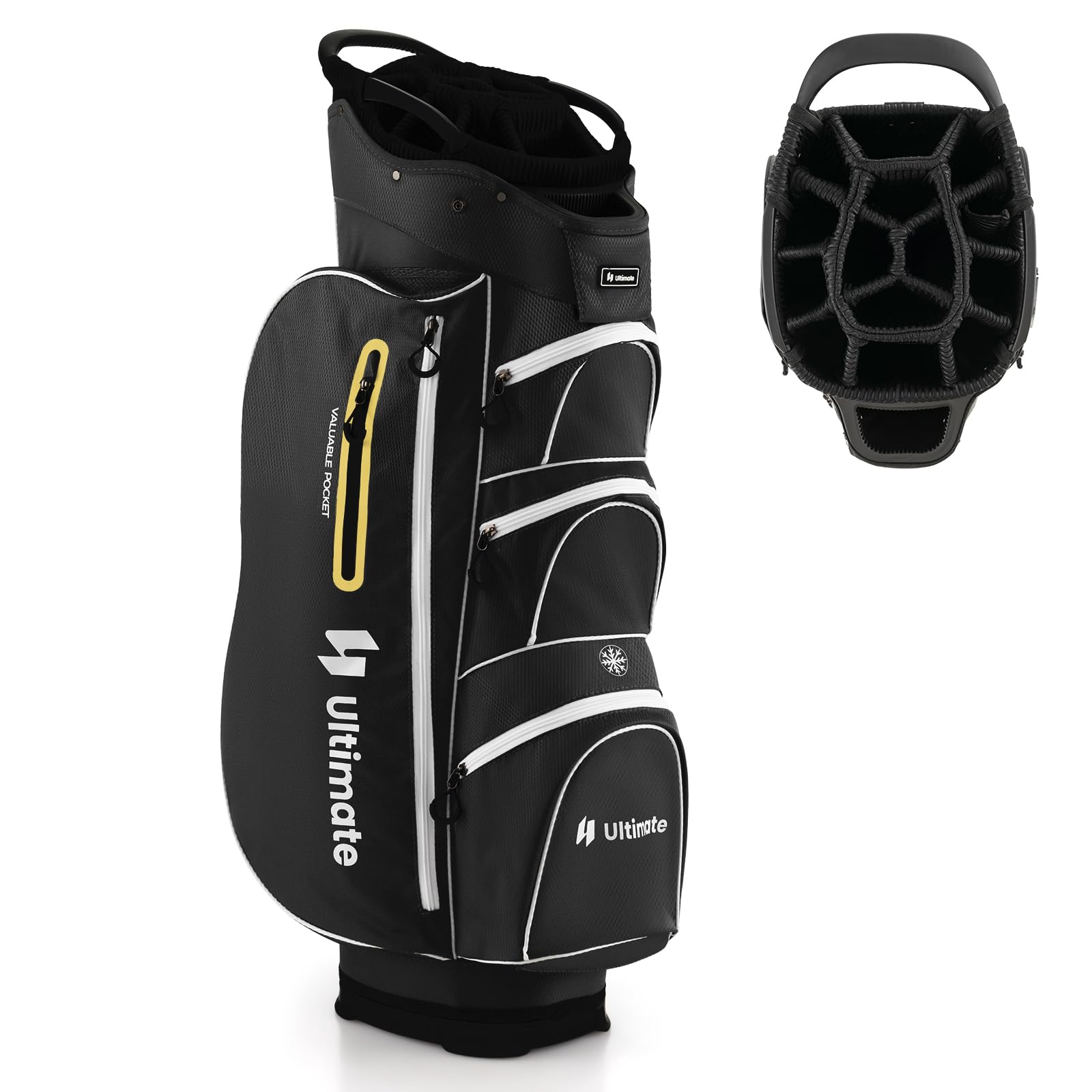 **Tangkula 15-Way Top Divider Golf Cart Bag - Lightweight Golf Club Bag with Putter Well, 7 Pockets, Cooler Bag, Shoulder Strap & Rain Hood - Portable Golf Carry Bag for Men & Women - Perfect for Golf Courses, Driving Ranges & Travel**