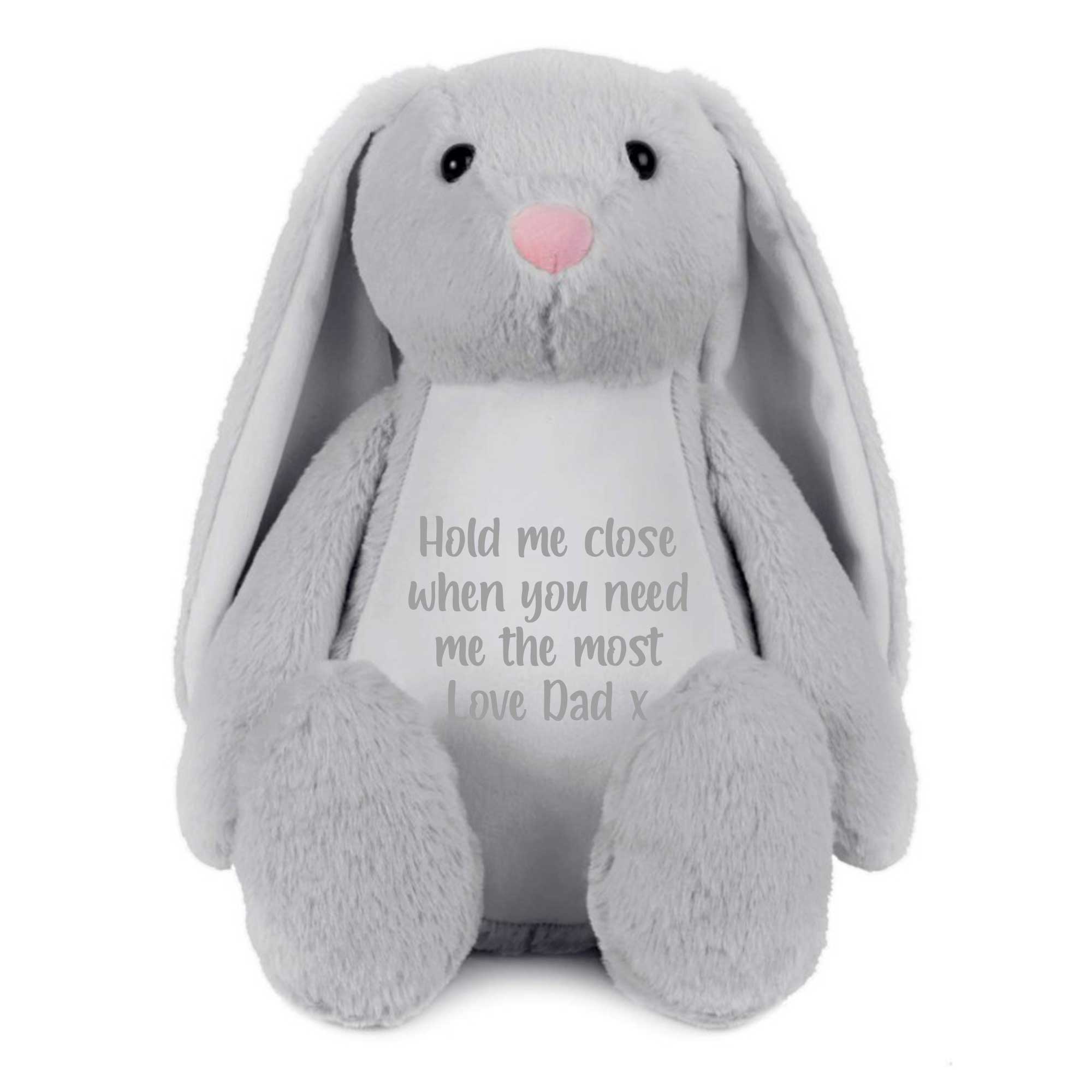 Personalized Grey Voice Recording Keepsake Bunny - Record & Preserve Special Messages for Baby's First Words, Birthday Wishes & Family Memories (Perfect Baby Shower Gift & Nursery Decor)