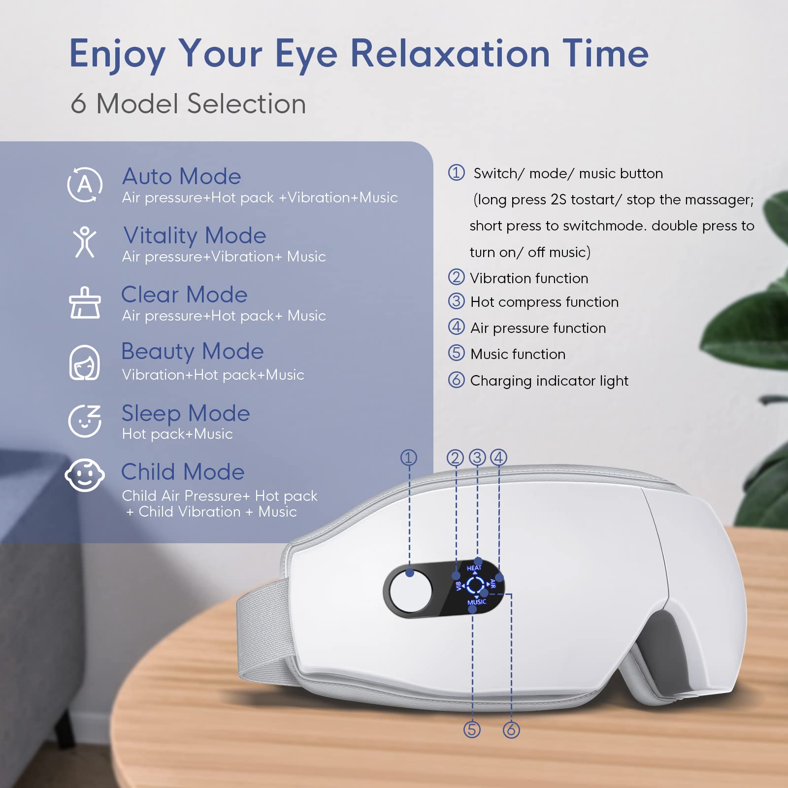 NOWWISH Heated Eye Massager - Smart Relaxing Eye Mask with Heat Therapy for Stress Relief & Sleep Aid - Perfect Mothers Day Gift for Mom, Wife, Birthday Present for Women & Men (White) - Use at Home, Office or Travel for Instant Relaxation