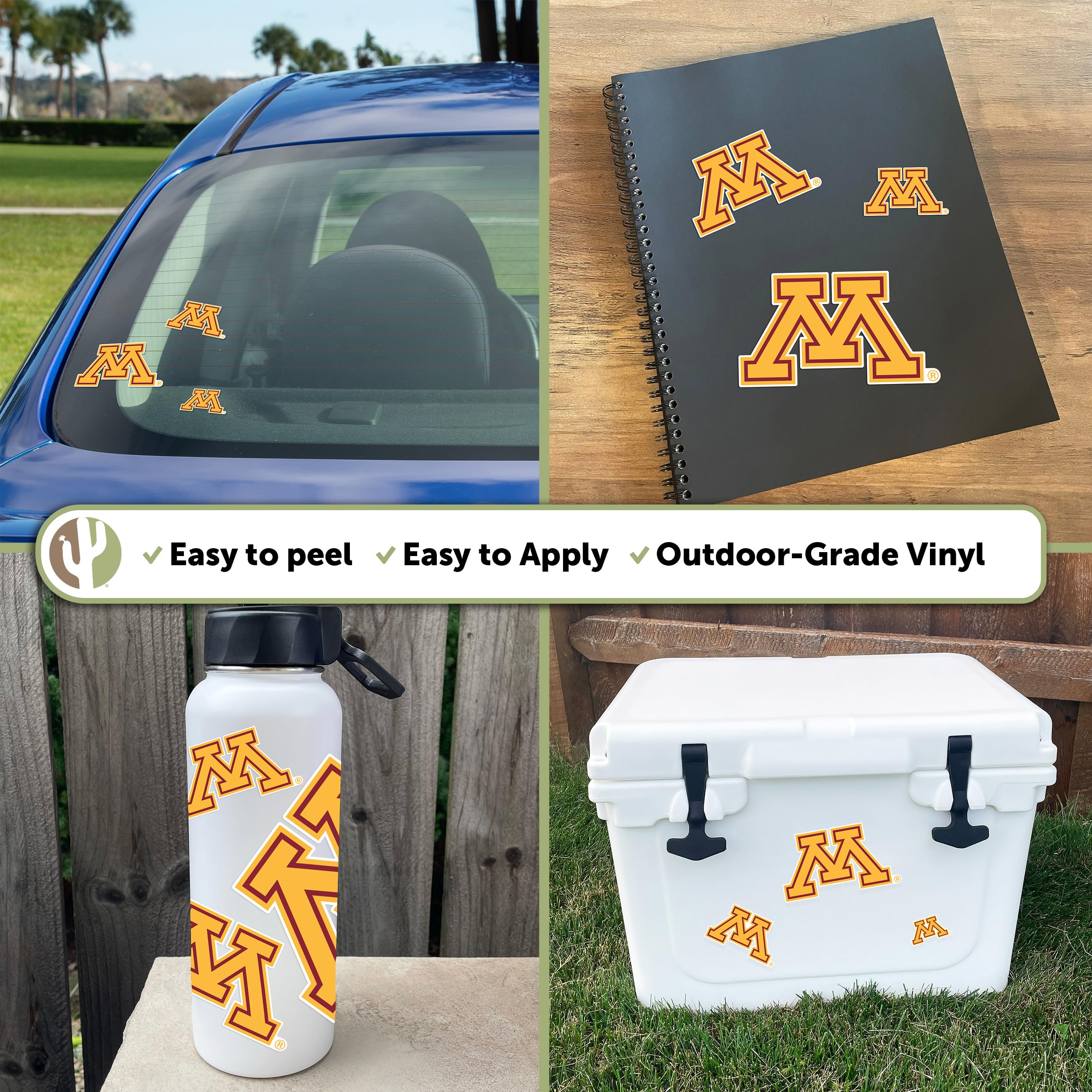 Minnesota Golden Gophers Vinyl Decal Sticker - Desert Cactus Design for Laptop, Water Bottle, Car & Scrapbook - University of Minnesota Fan Gift & School Spirit Accessories - Perfect for College Dorm Decor, Game Day & Alumni Pride