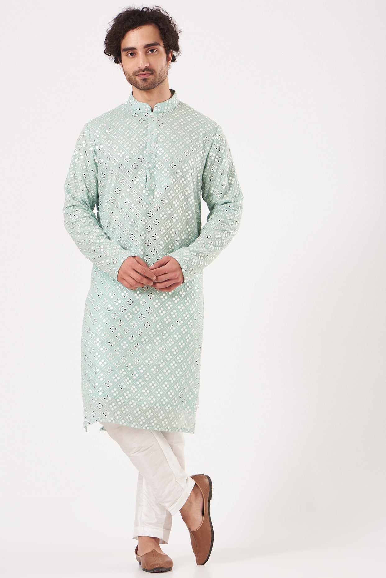 Elegant Mint Georgette Kurta for Women - Stylish Indian Ethnic Wear for Festivals, Parties & Casual Outings