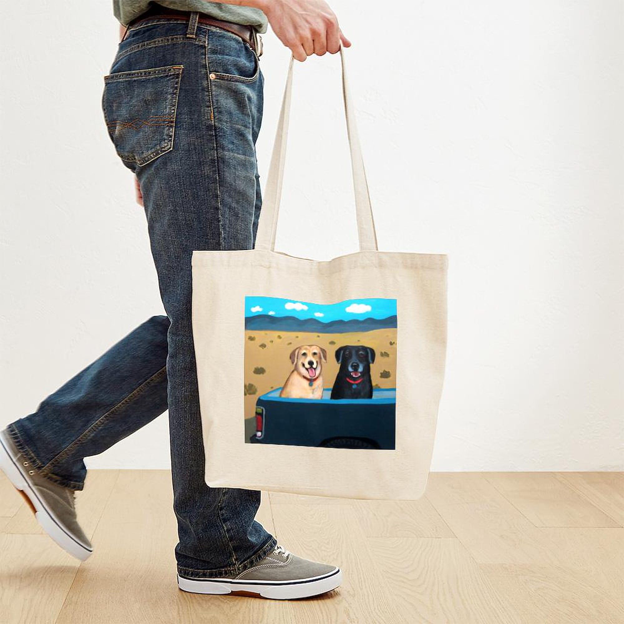 Traveling Labs Tote Bag - Natural Canvas Reusable Shopping Bag for Groceries, Beach & Everyday Use | Eco-Friendly Cotton Tote