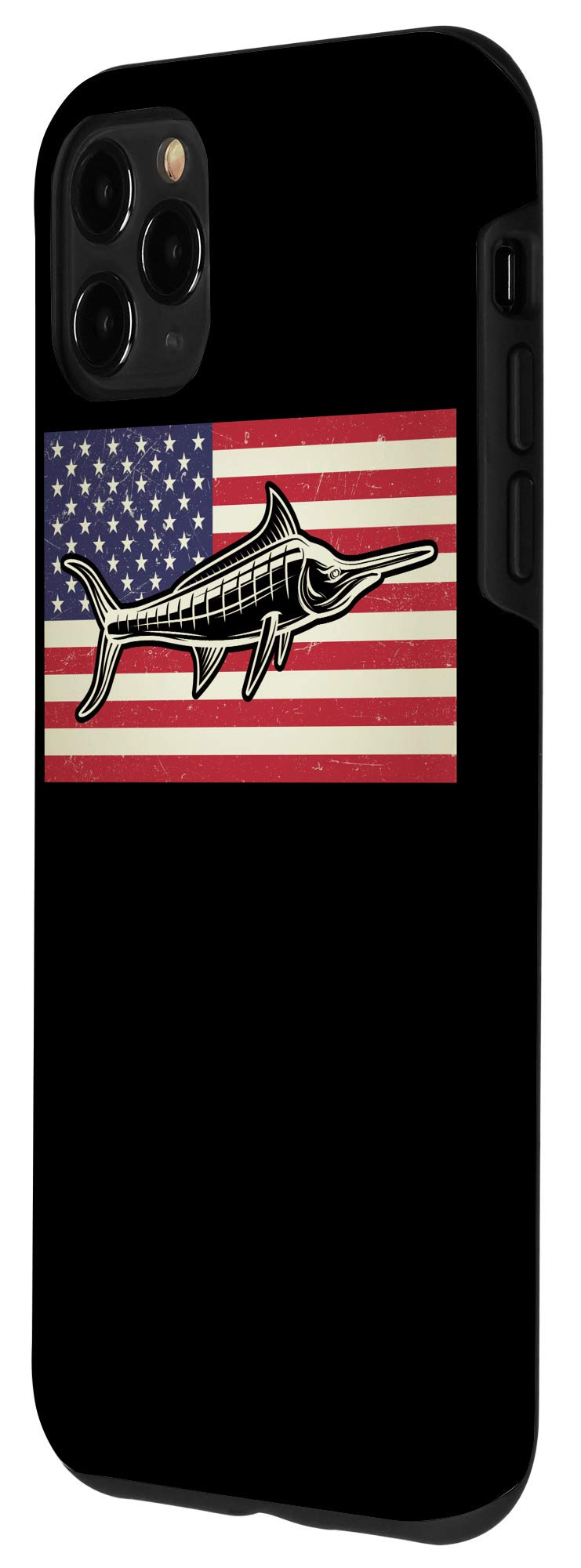 iPhone 11 Pro Max Case - Distressed USA Flag Patriotic Design with Swordfish - Perfect for Independence Day & Patriotic Gifts