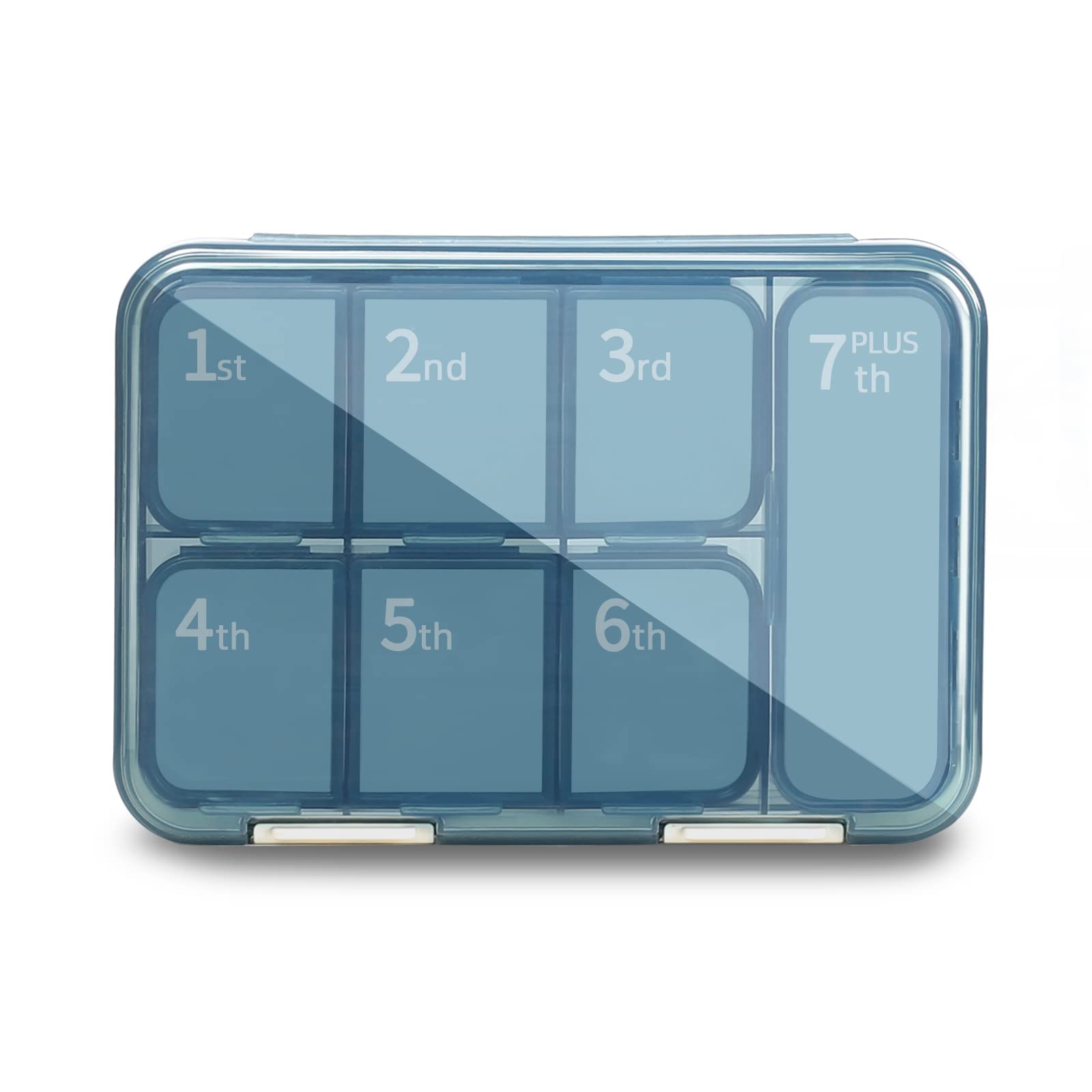 7-Day Large Pill Organizer - Weekly Travel Pill Box with Daily Compartments | Medicine Dispenser & Vitamin Organizer for Pills, Fish Oil, Supplements (Blue) | Perfect for Travel, Home Use & Elderly Medication Management