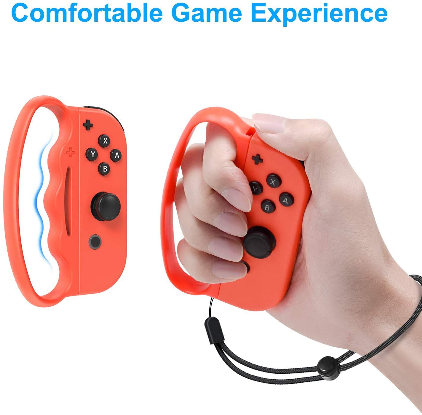Upgraded Fitness Boxing Hand Grips for Nintendo Switch & OLED Model JoyCon - 2 Pack (Blue & Red) - Enhanced Grip Accessories for Adults & Kids - Perfect for Ring Fit Adventure, VR Boxing & Home Workouts
