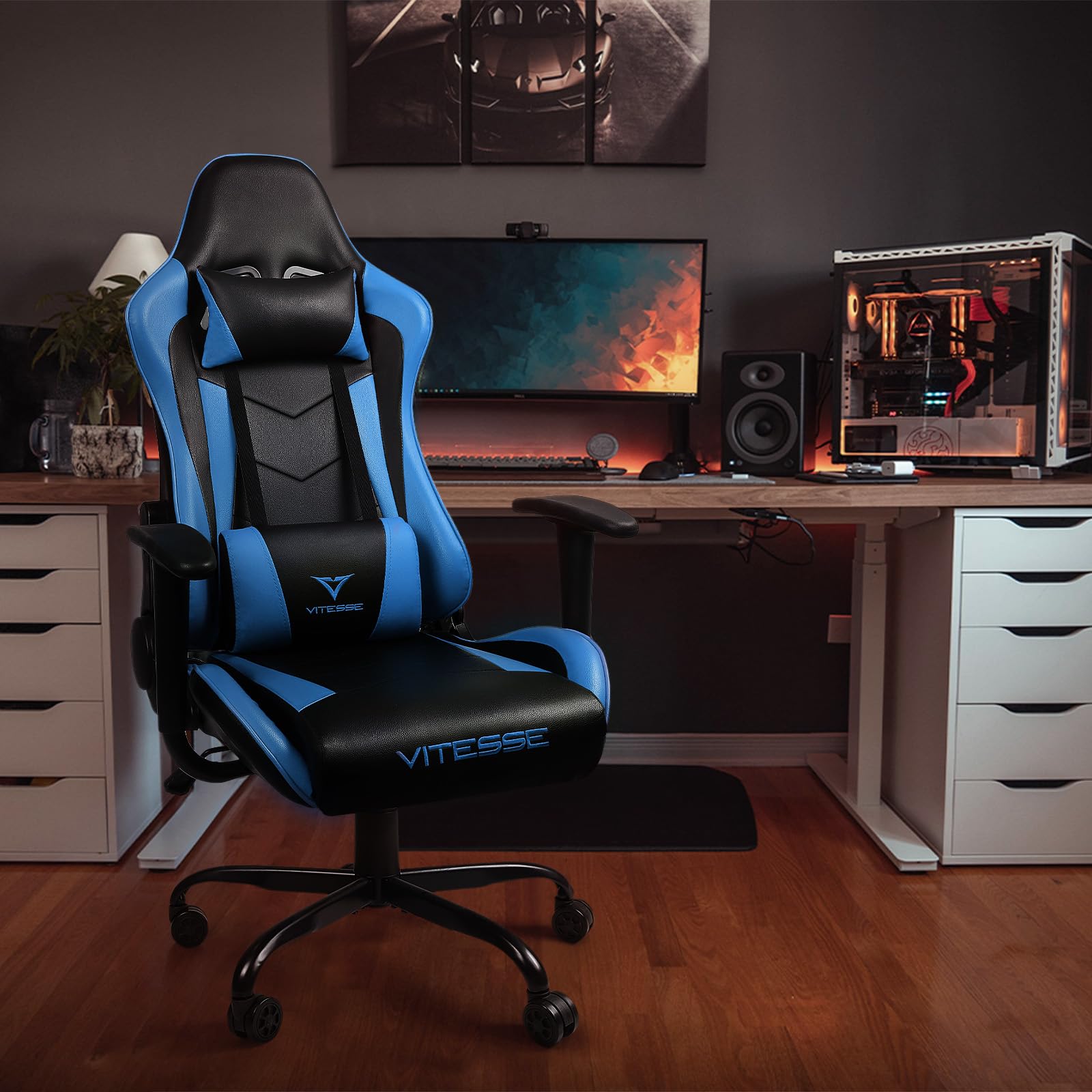 VITESSE Ergonomic Gaming Chair for Adults - High Back PC Computer Office Chair with Adjustable Lumbar Support & Headrest - 300 lbs Weight Capacity - Perfect for Gaming, Working, and Home Office Use