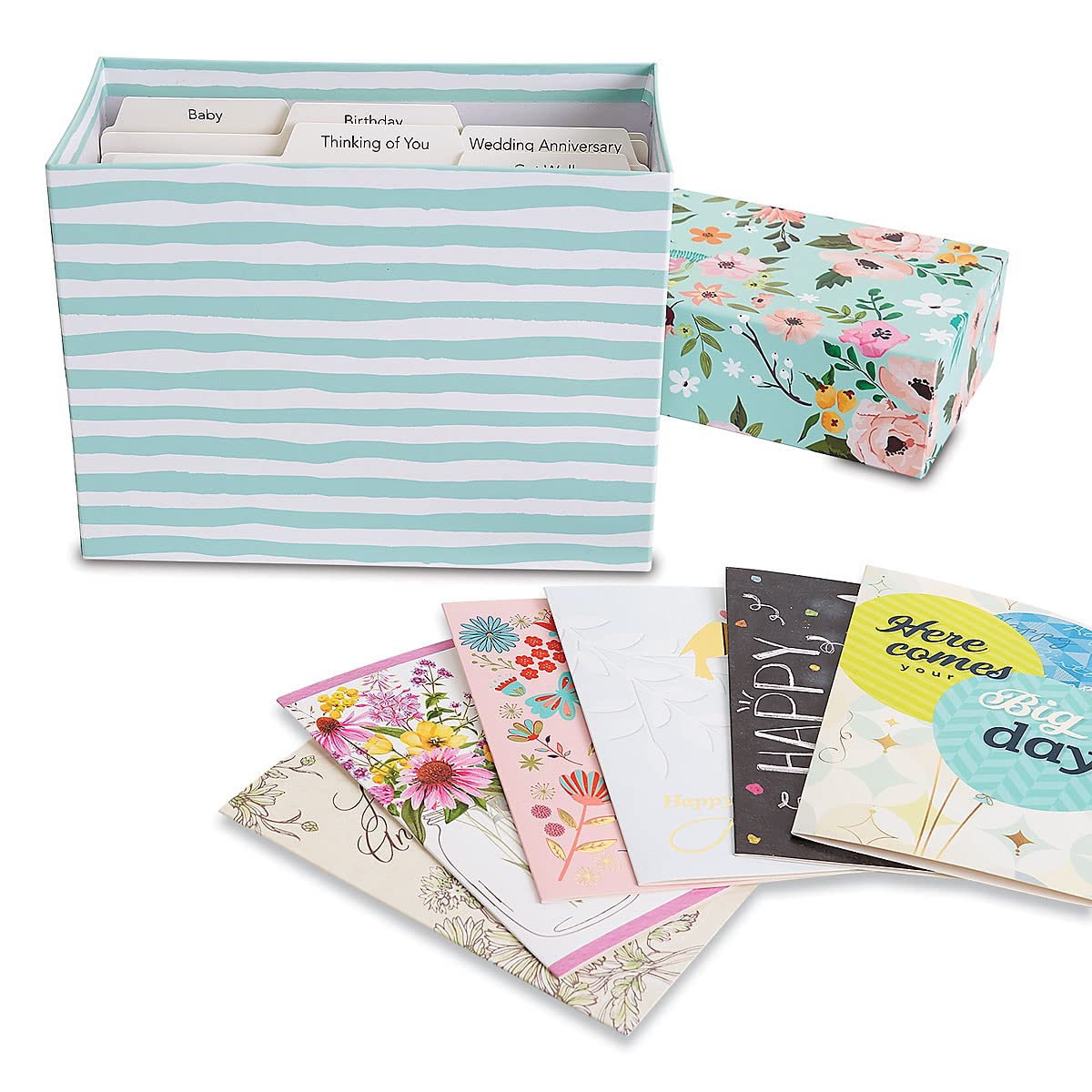 Floral Greeting Card Organizer Box with 48 All-Occasion Cards (5