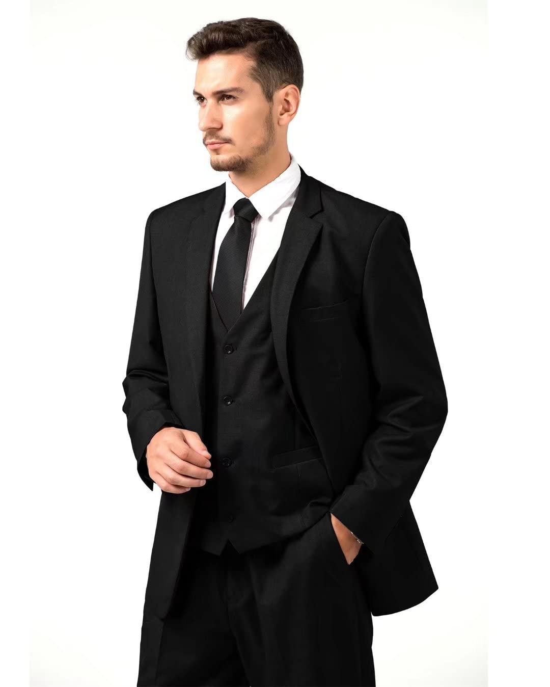 Men's 3-Piece Slim Fit Suit Set - Wedding & Groomsmen Formal Attire with Jacket, Vest, Pants & Tie | Perfect for Weddings, Business Meetings & Special Occasions