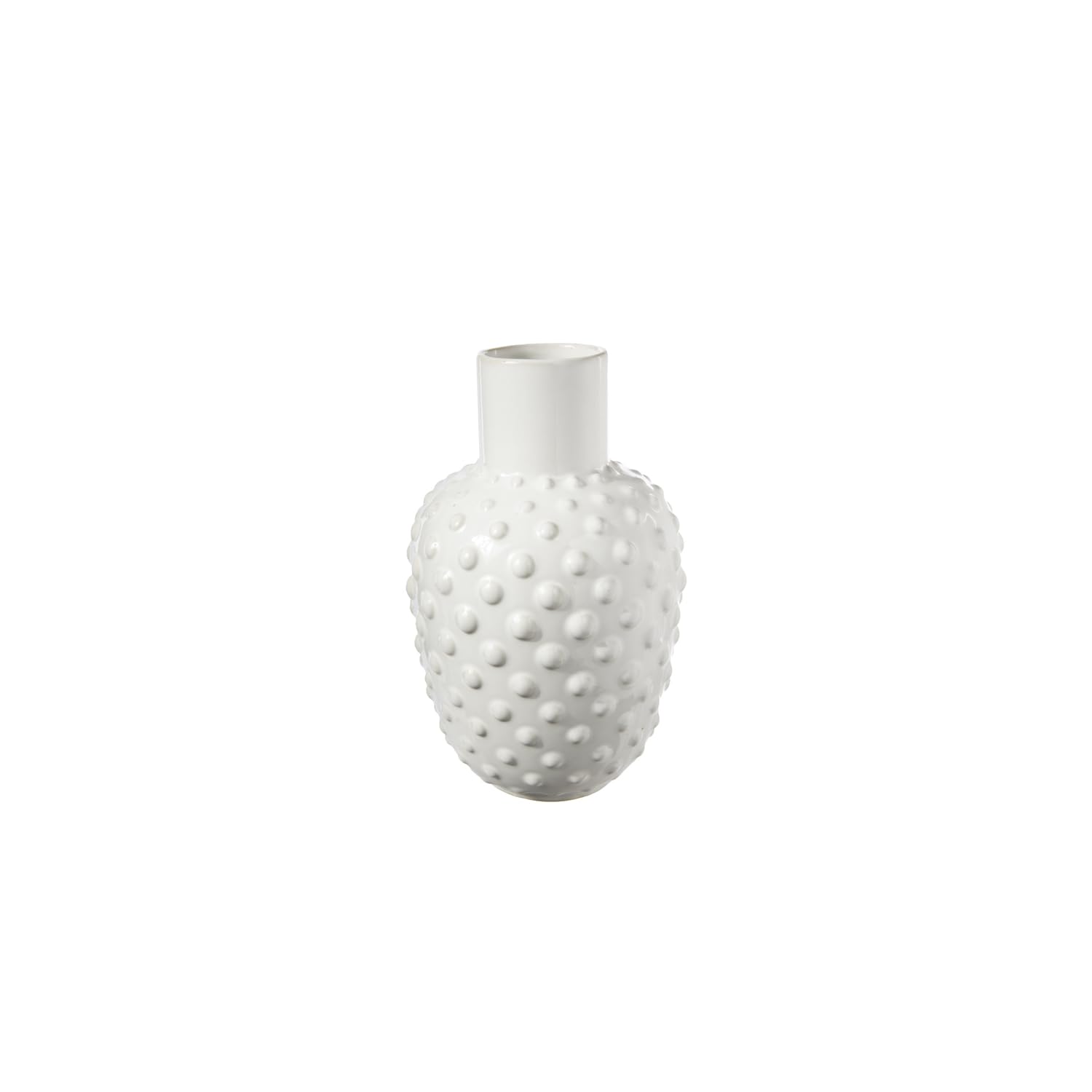 White Ceramic Round Vase - Modern Home Decor for Flowers, Centerpiece & Tabletop Display - 50092