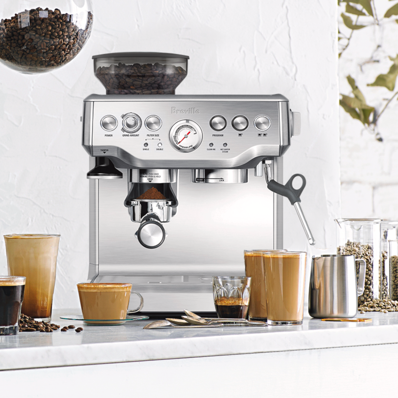 Breville BES870XL Barista Express Espresso Machine - Semi-Automatic with Built-in Grinder for Home & Office Use