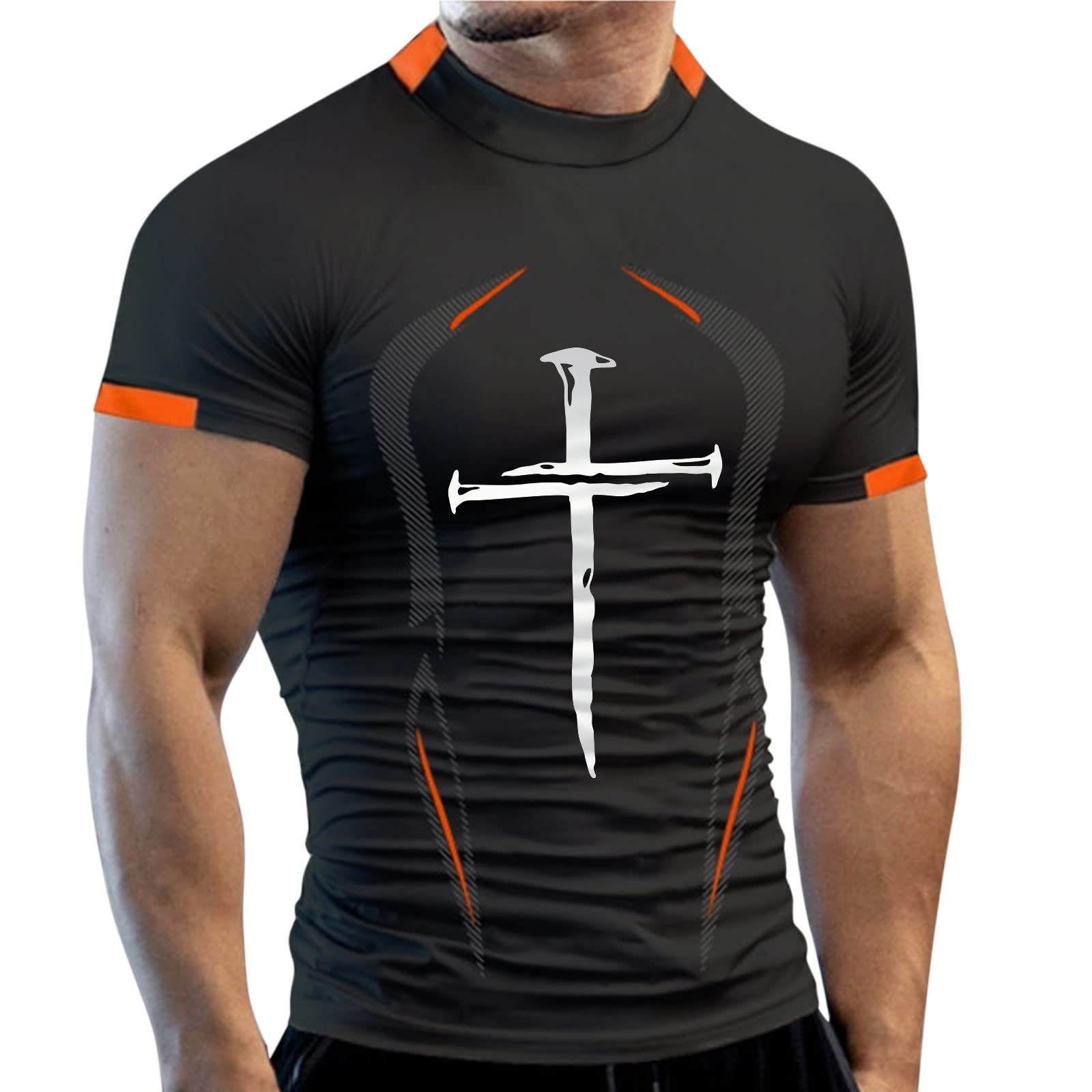 Men's Workout Shirts - Aobest Compression Short Sleeve Athletic Base Layer T-Shirt for Training & Gym | Moisture Wicking & Cool Dry Performance | Ideal for Running, Cycling & Fitness Activities