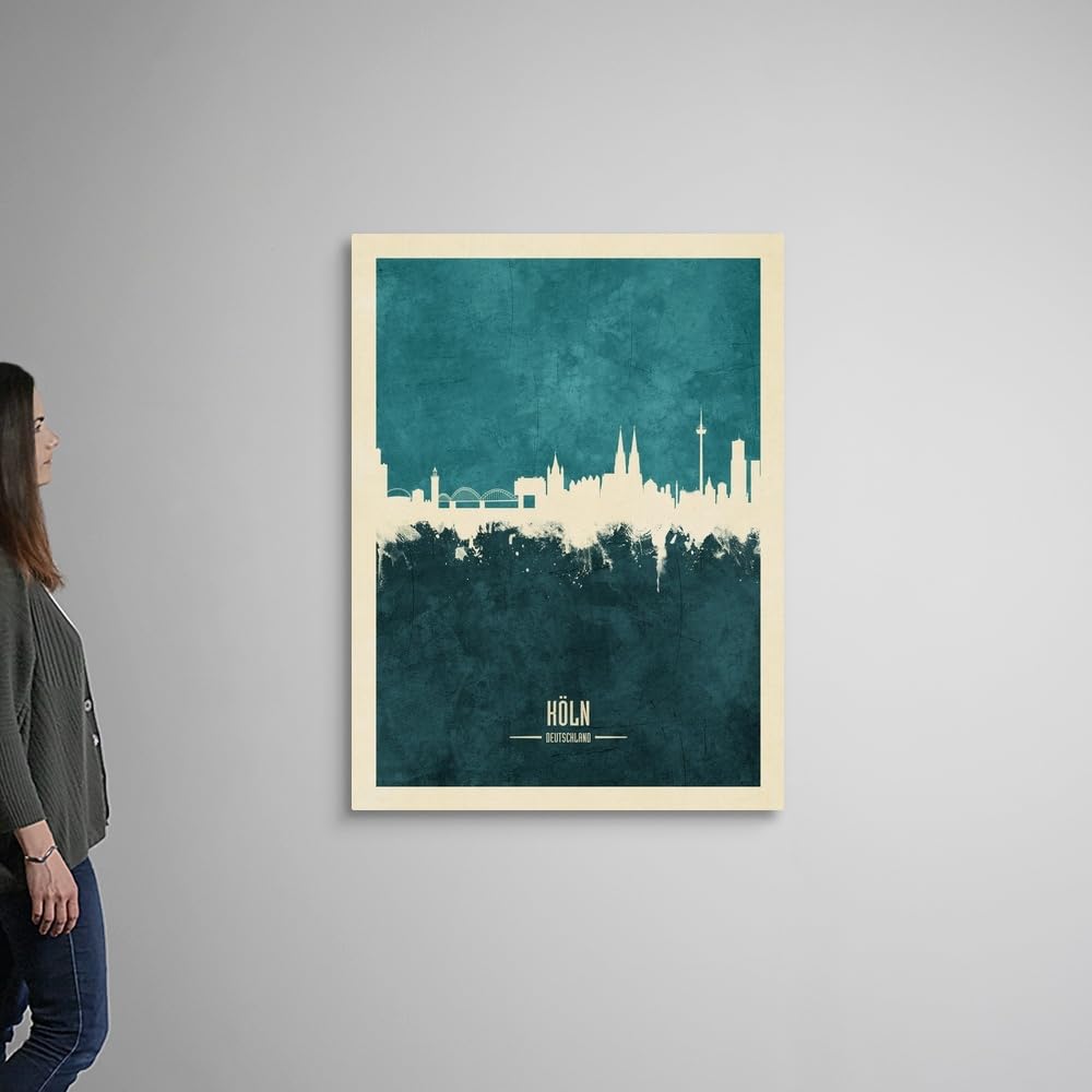 Michael Tompsett Cologne Germany Skyline Canvas Wall Art Print - 36