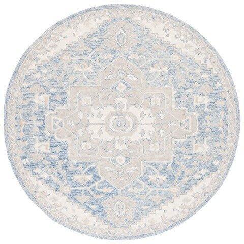 Hand Woven Blue & Ivory Wool Area Rug - Traditional Persian Style, Soft & Durable - Perfect for Living Room, Bedroom, or Office Decor