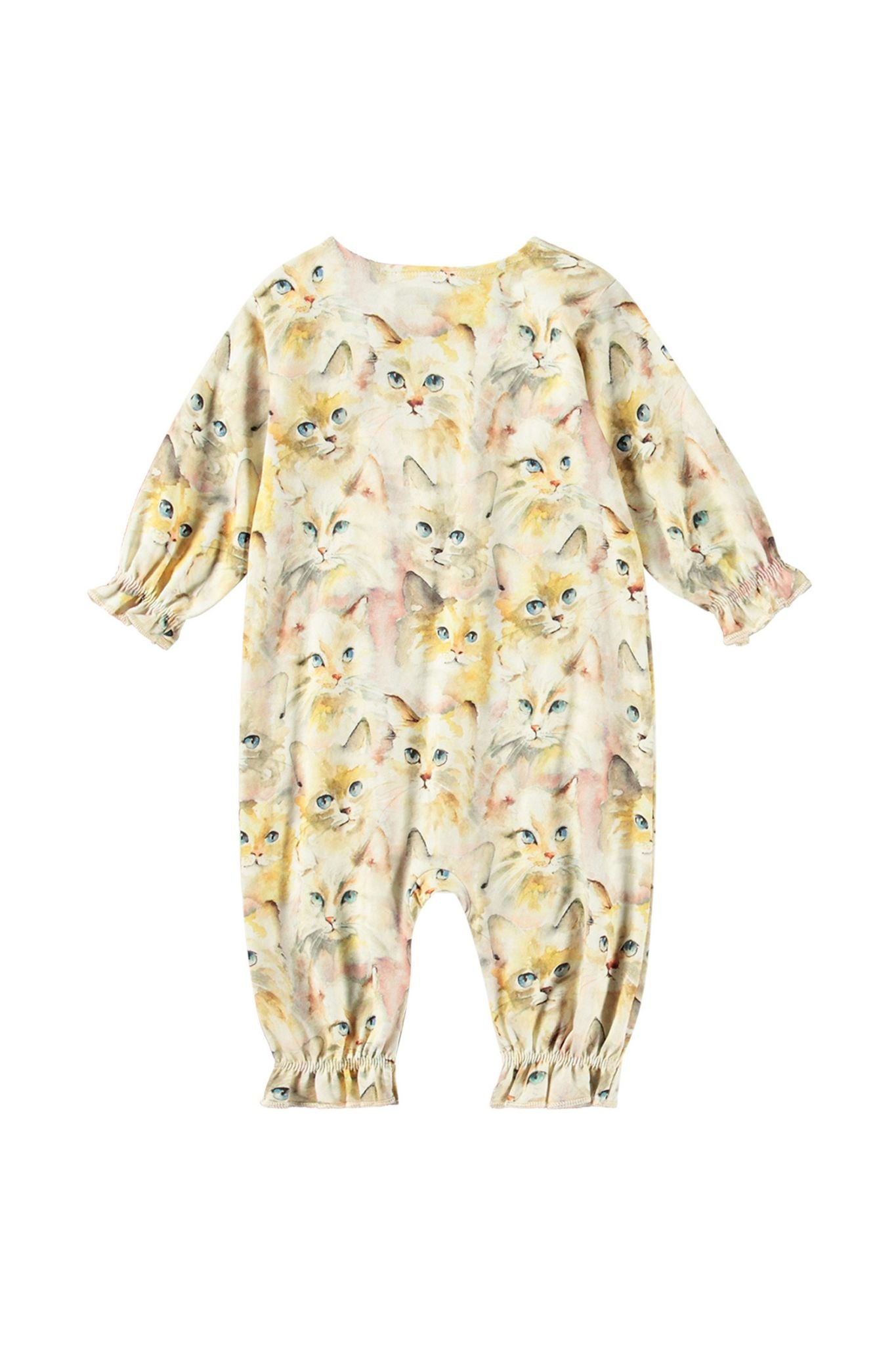 Florina Aquarelle Cats Romper for Baby Girls - Soft Cotton Jumpsuit with Cute Cat Print - Perfect for Playdates, Photo Shoots & Everyday Wear