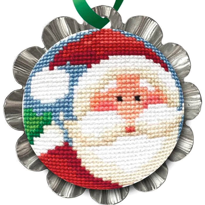 Tart Tin Cross Stitch Ornament Kit - Jolly Reindeer DIY Christmas Craft for Holiday Decorations & Gift Giving