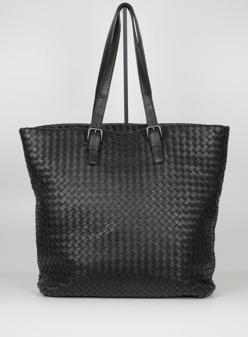 Bottega Veneta Woven Leather Shopper Bag in Dark Brown - Perfect for Work, Travel & Everyday Luxury