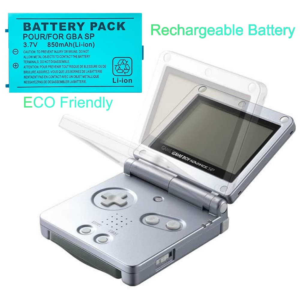 TFSeven 850mAh Replacement Battery for Nintendo GBA SP - 3.7V Rechargeable Lithium Ion Battery Compatible with Gameboy Advance SP - Perfect for Gaming On The Go & Long Play Sessions