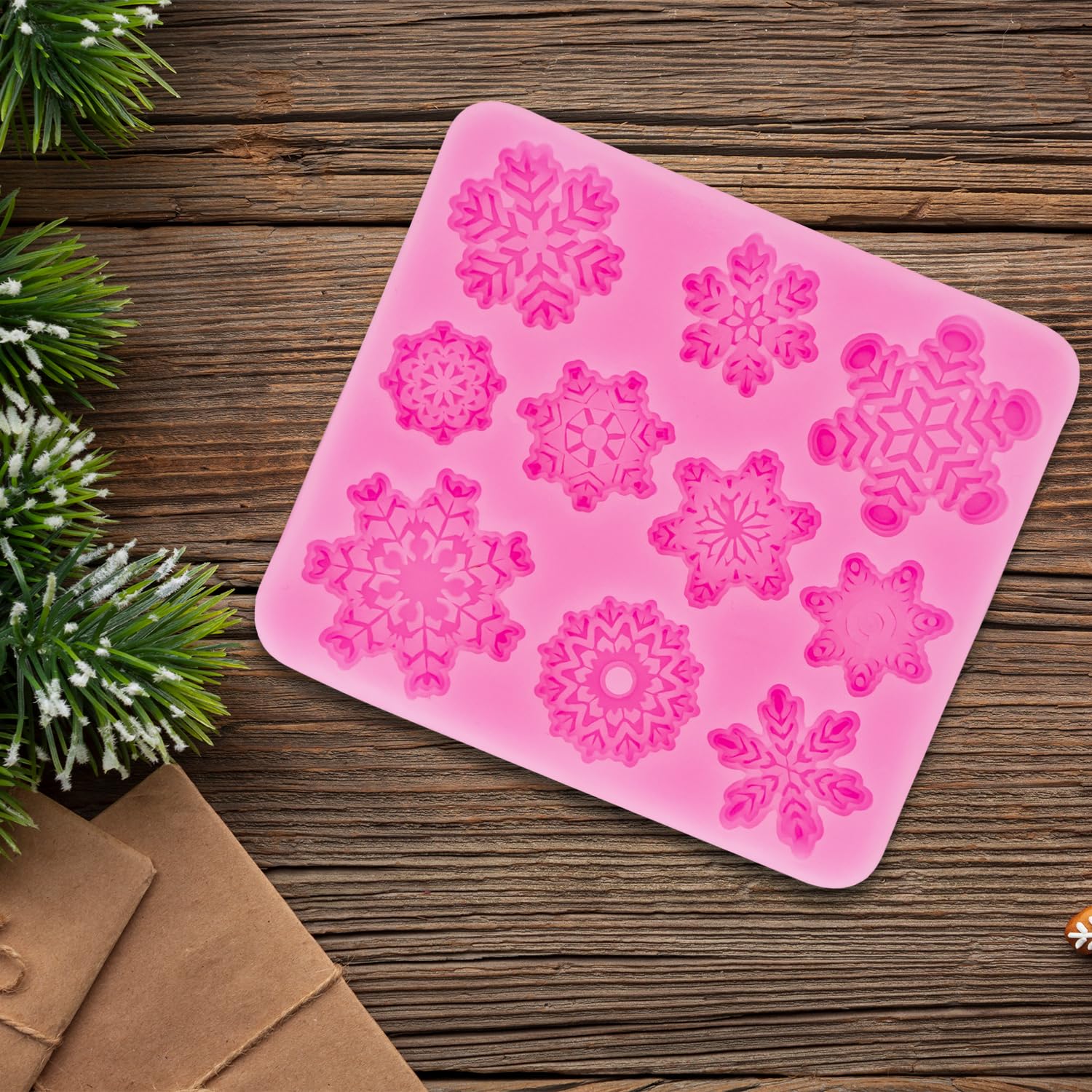 Dohia Christmas Silicone Molds for Chocolate & Candy Making - Reusable Non-Stick Baking Molds for Small Candies, Cookies & Desserts (Hot Pink) - Perfect for Holiday Baking, DIY Treats & Party Favors