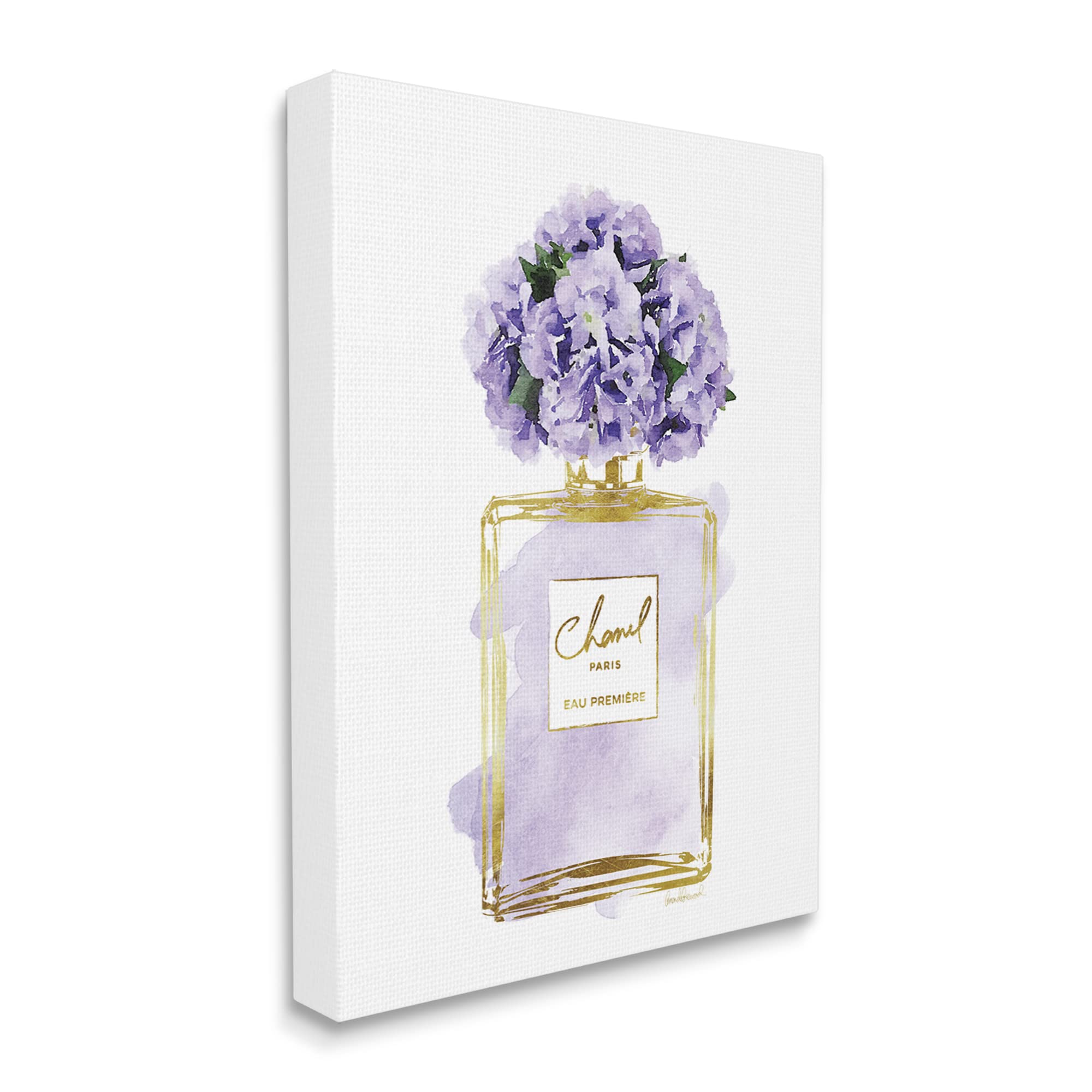 Stupell Industries Delicate Purple Hydrangea Perfume Bottle Wall Art - Floral Home Decor for Bathroom, Bedroom & Living Room - Elegant Designer Print by Amanda Greenwood