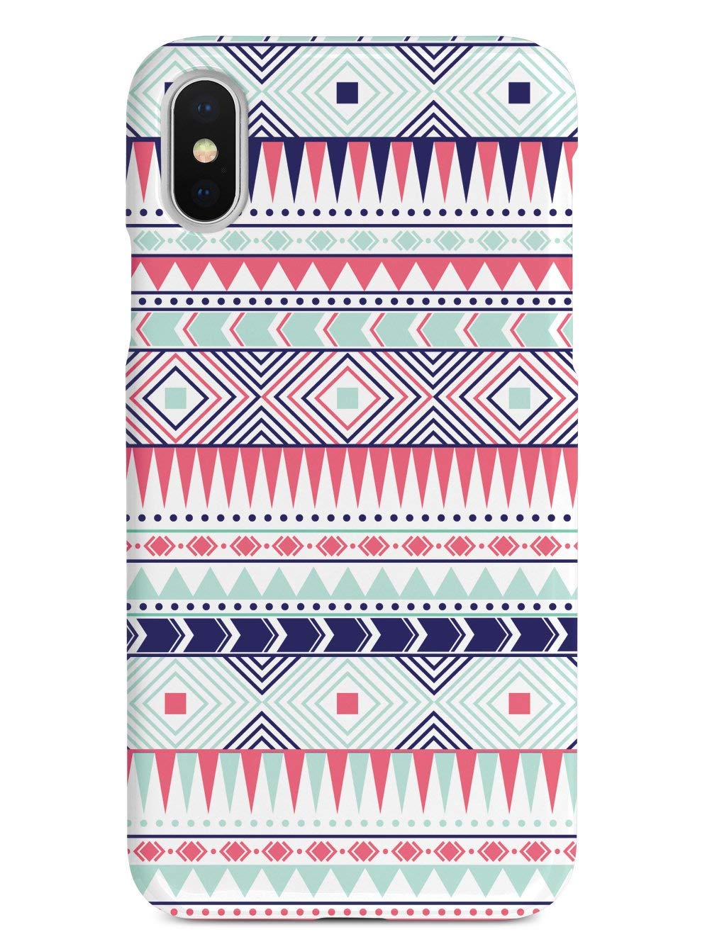 **3D Textured Protective Phone Case for iPhone Xs Max - Aztec Pattern Coral & Mint - Shockproof & Slim Cover - Perfect for Travel, Work & Daily Use**
