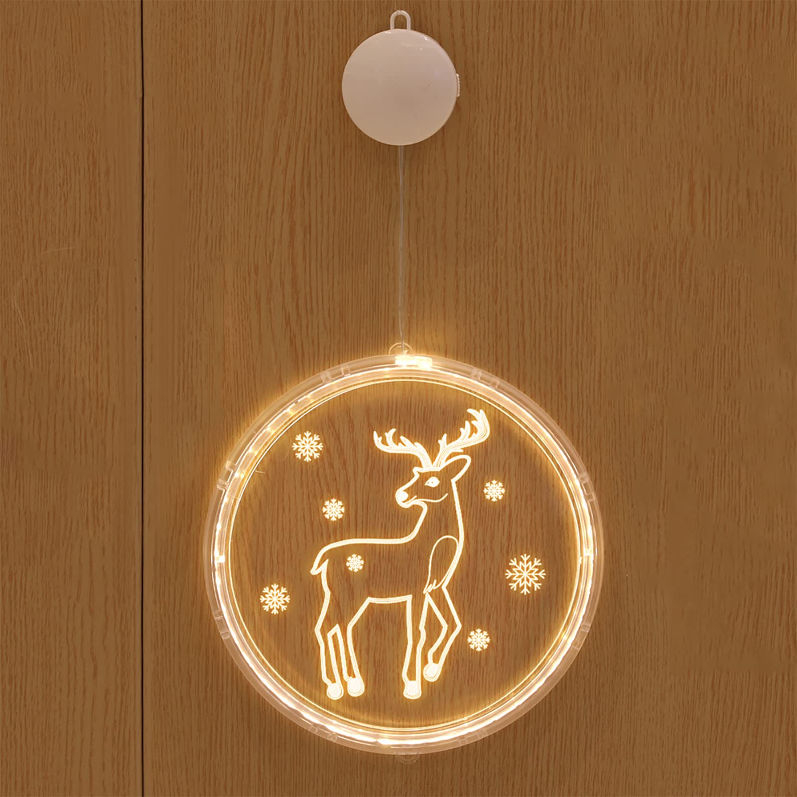3D Acrylic Window Christmas Lights - Battery Operated LED Lantern & Bell Deer String Lights for Indoor/Outdoor Holiday Decor | Perfect for Christmas Tree, Fireplace, Porch & Yard Decoration