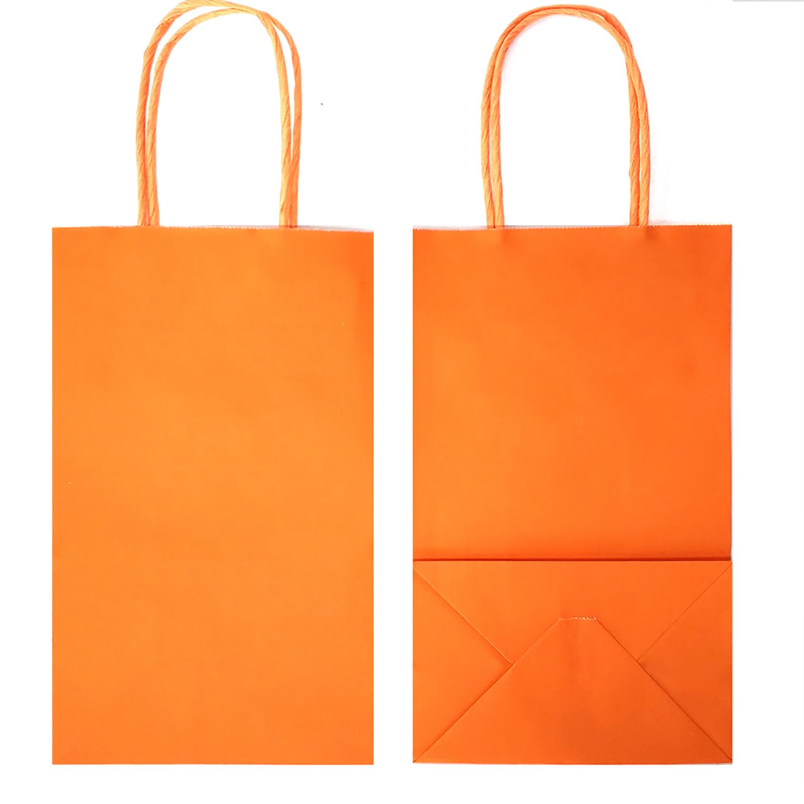 AZOWA 12-Pack Mini Small Kraft Paper Gift Bags with Handles - 4 x 2.4 x 6 Inches, Orange - Perfect for Party Favors, Wedding Decorations, Birthday Gifts & Retail Packaging