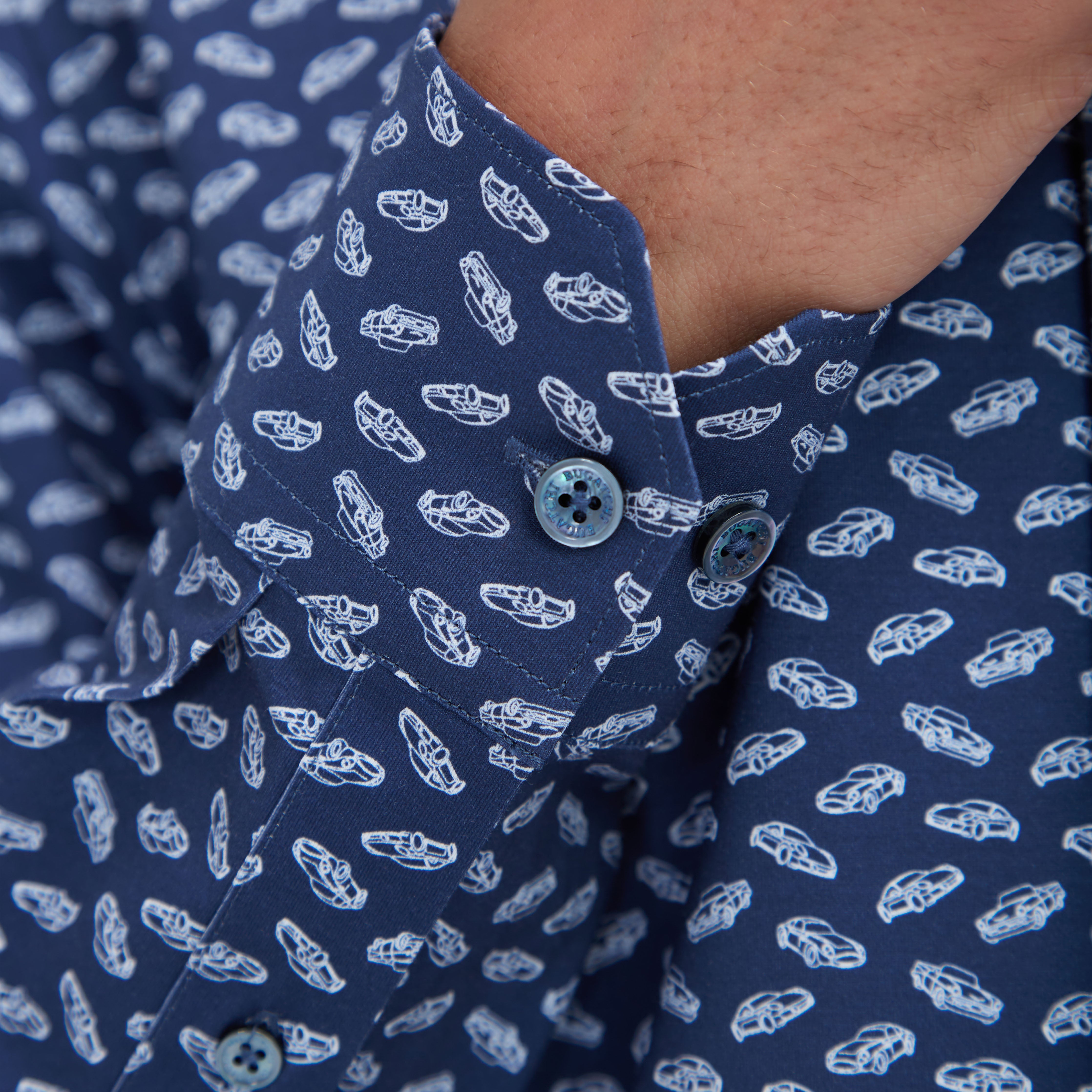 James Car Print Cotton Shirt for Men - Soft & Comfortable Short Sleeve Tee - Perfect for Casual Wear, Road Trips & Car Enthusiast Gifts