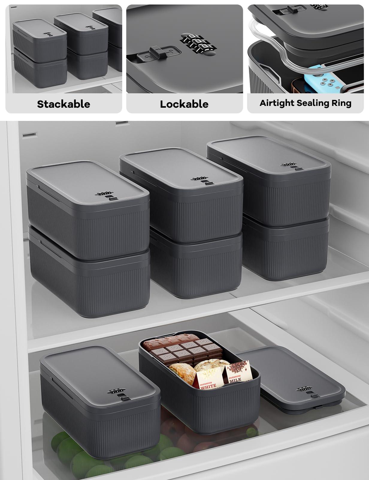 Secure Lock Box for Medication Storage - Digital Code Safe for Phone, Food & Snacks - Portable Lockable Container for Home, Office & Fridge (Grey) | Ideal for First Aid Kits, Travel & Daily Organization