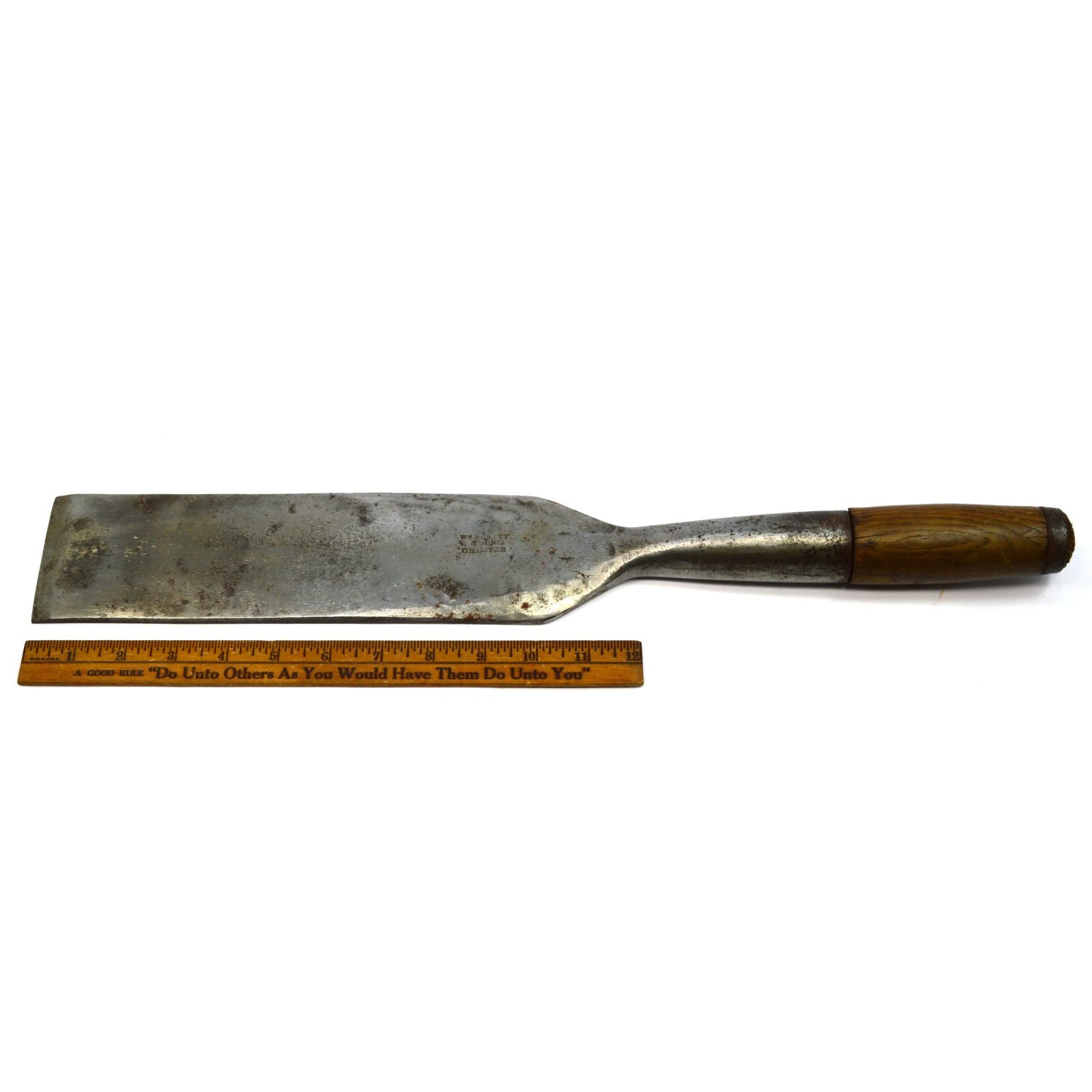 Vintage WM BEATTY & SON 3 Slick Wood Handle Timber Chisel Tool - Rare Antique Carpenter Tool for Woodworking & Timber Framing