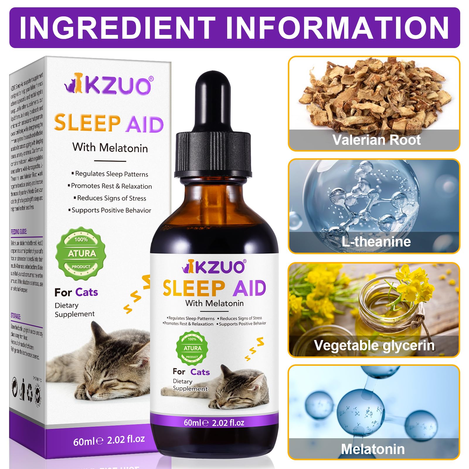Veterinarian-Recommended Cat Melatonin for Anxiety Relief & Calming - Natural Sleep Aid for Cats to Support Restful Sleep - Perfect for Travel, Vet Visits & Stressful Situations (1 Count)
