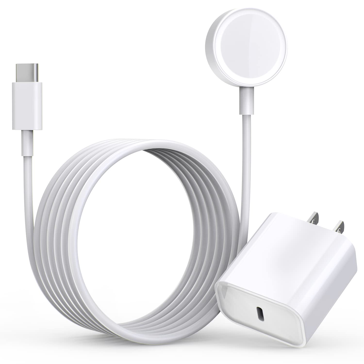 20W USB-C Fast Charger for Apple Watch & iPhone - 6.6FT Portable Charging Cable - Compatible with Apple Watch Series 9/8/7/SE/6/5/4/3/2/1 - Perfect for Travel, Office & Home Use