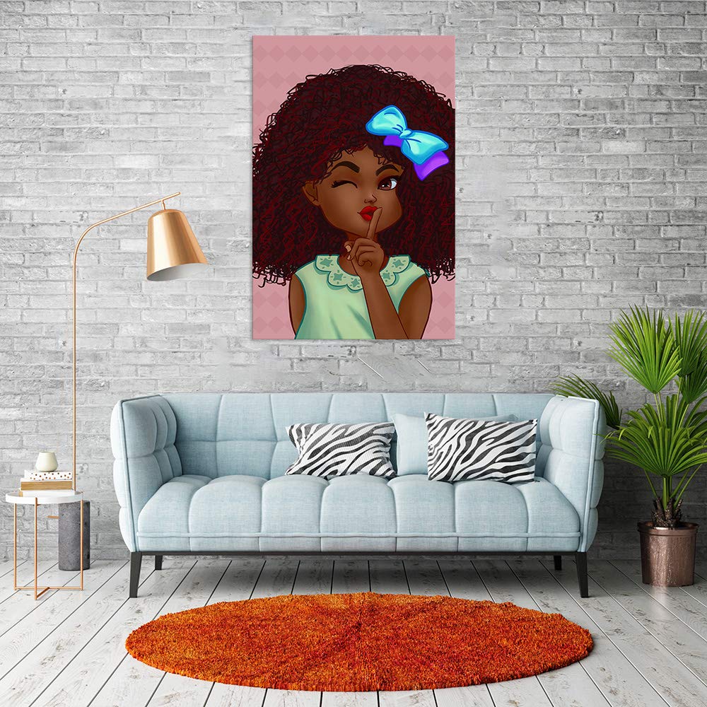 African Woman Wall Art - Black Hair Print Painting for Bedroom & Gifts