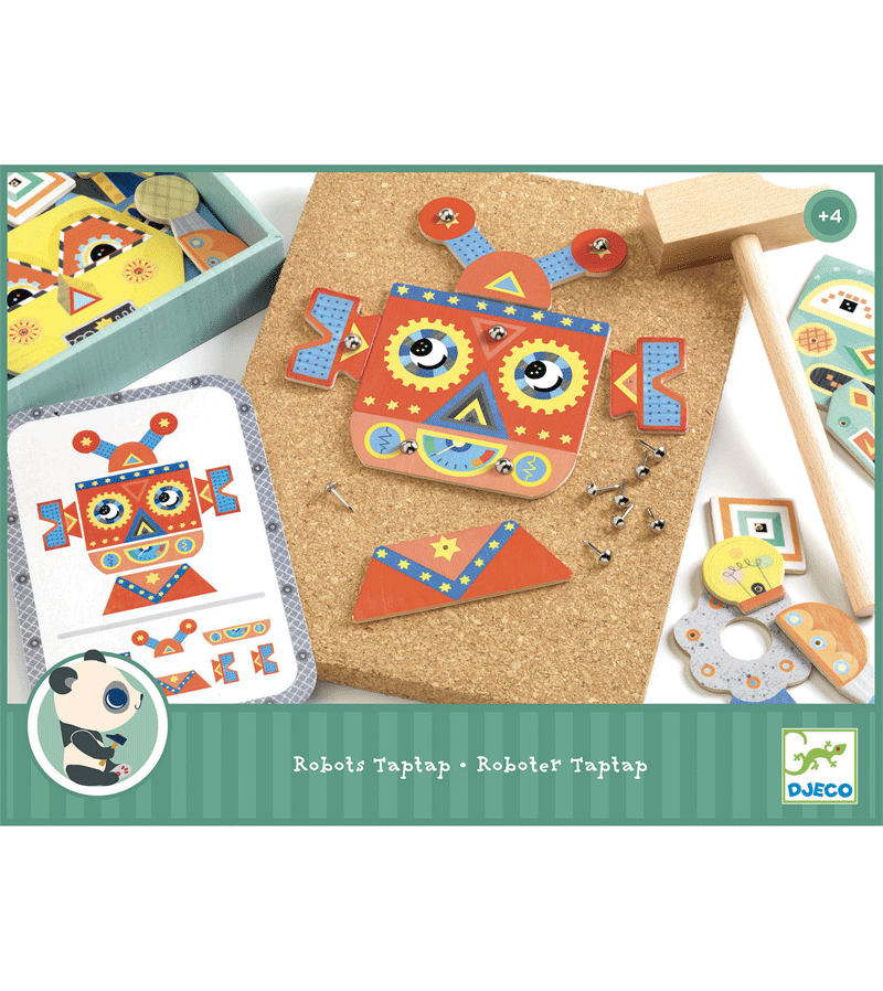 Djeco Tap Tap Hammering Board Toy - Educational Wooden Hammering Game for Toddlers & Kids - Fun Fine Motor Skills Activity for Preschool Learning & Playtime