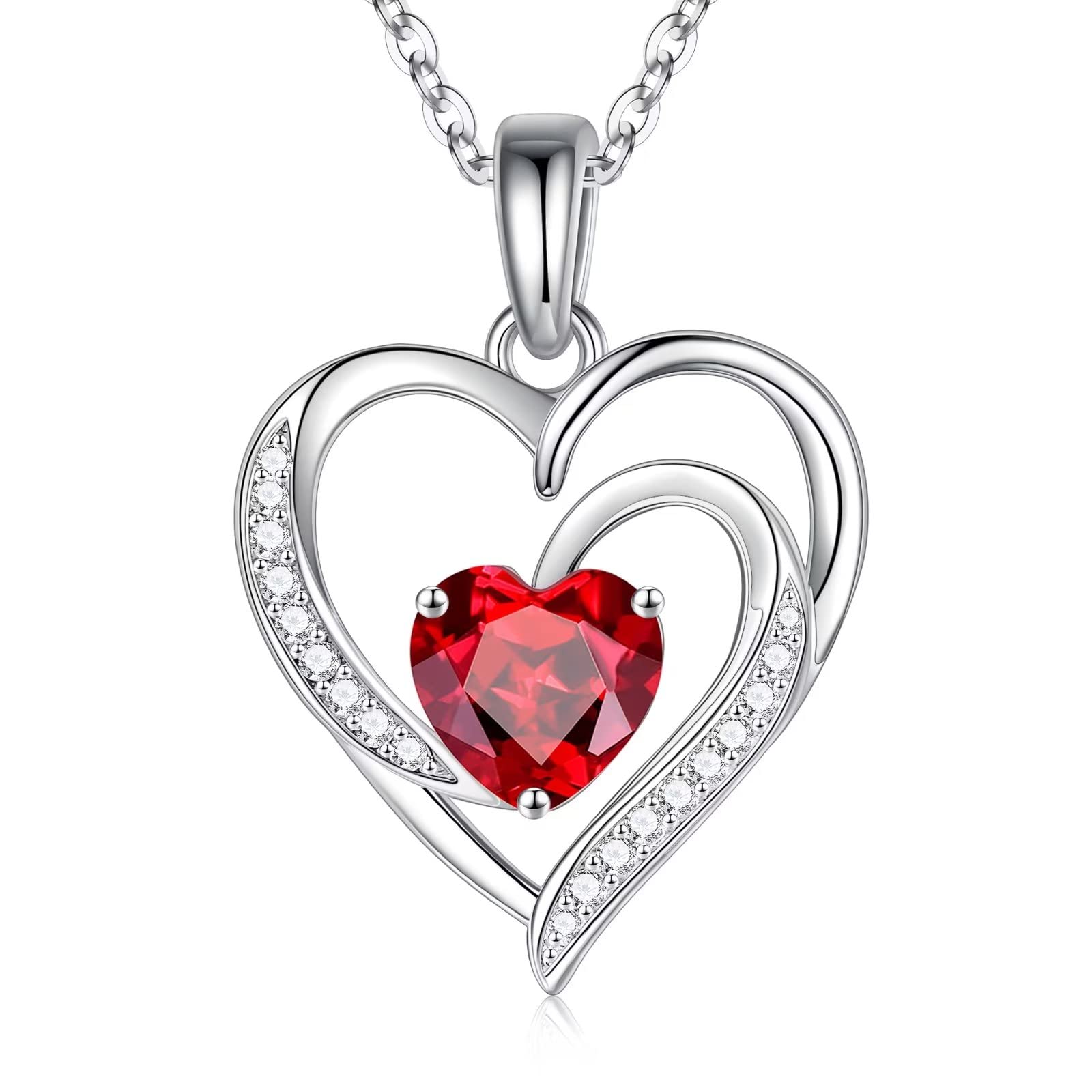 Heart Birthstone Necklace for Women - S925 Sterling Silver Heart Pendant Jewelry, Personalized Gift for Mom, Wife, Daughter, Sister, Grandma | Valentine's Day, Mother's Day, Christmas, Birthday Gift Idea | Perfect for Everyday Wear, Date Nights & Special Occasions