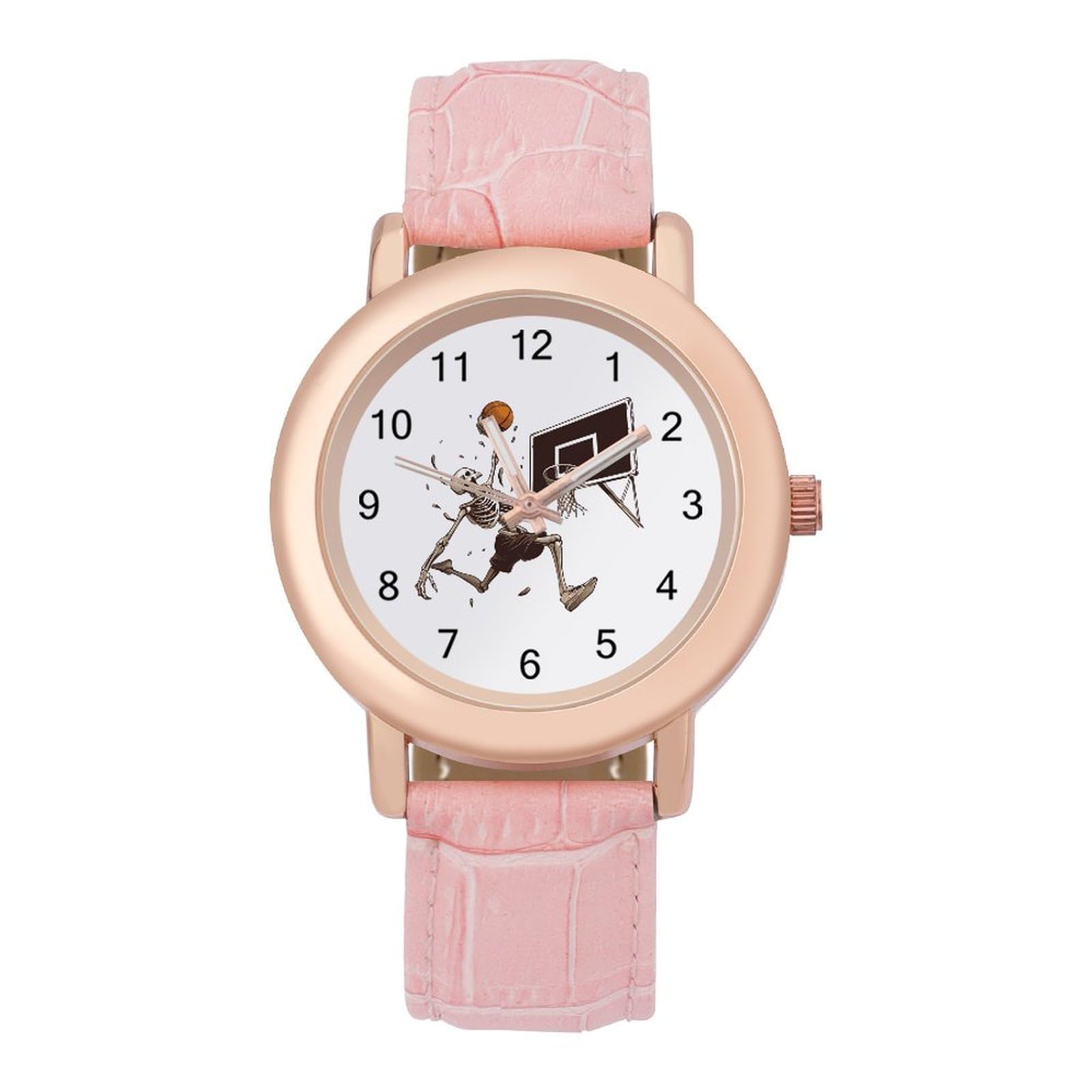 Skeleton Basketball Slam Dunk Women's Watch - Stylish Leather Strap Quartz Watch with Fashion Bracelet Design - Perfect for Sports, Casual Wear & Gift Giving