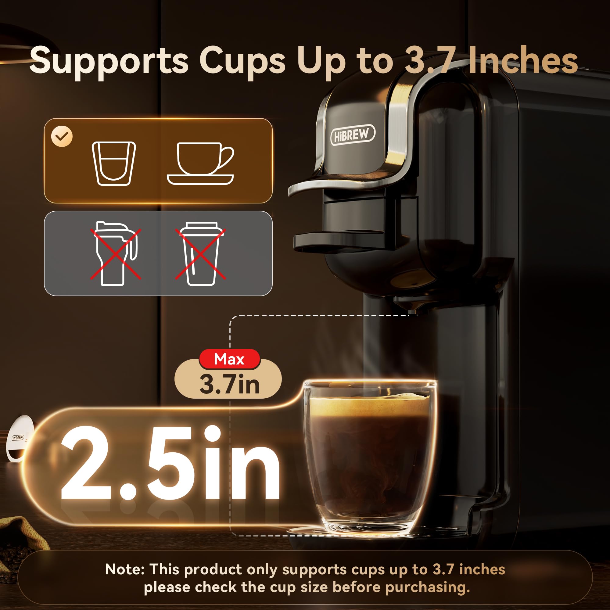 HiBREW H2B 5-in-1 Pod Coffee Maker - Compatible with Nespresso Capsules, Ground Coffee & Espresso Powder | Brews Iced Coffee, Espresso, Cappuccino & Long Black | Perfect for Home, Office & Hotel Use