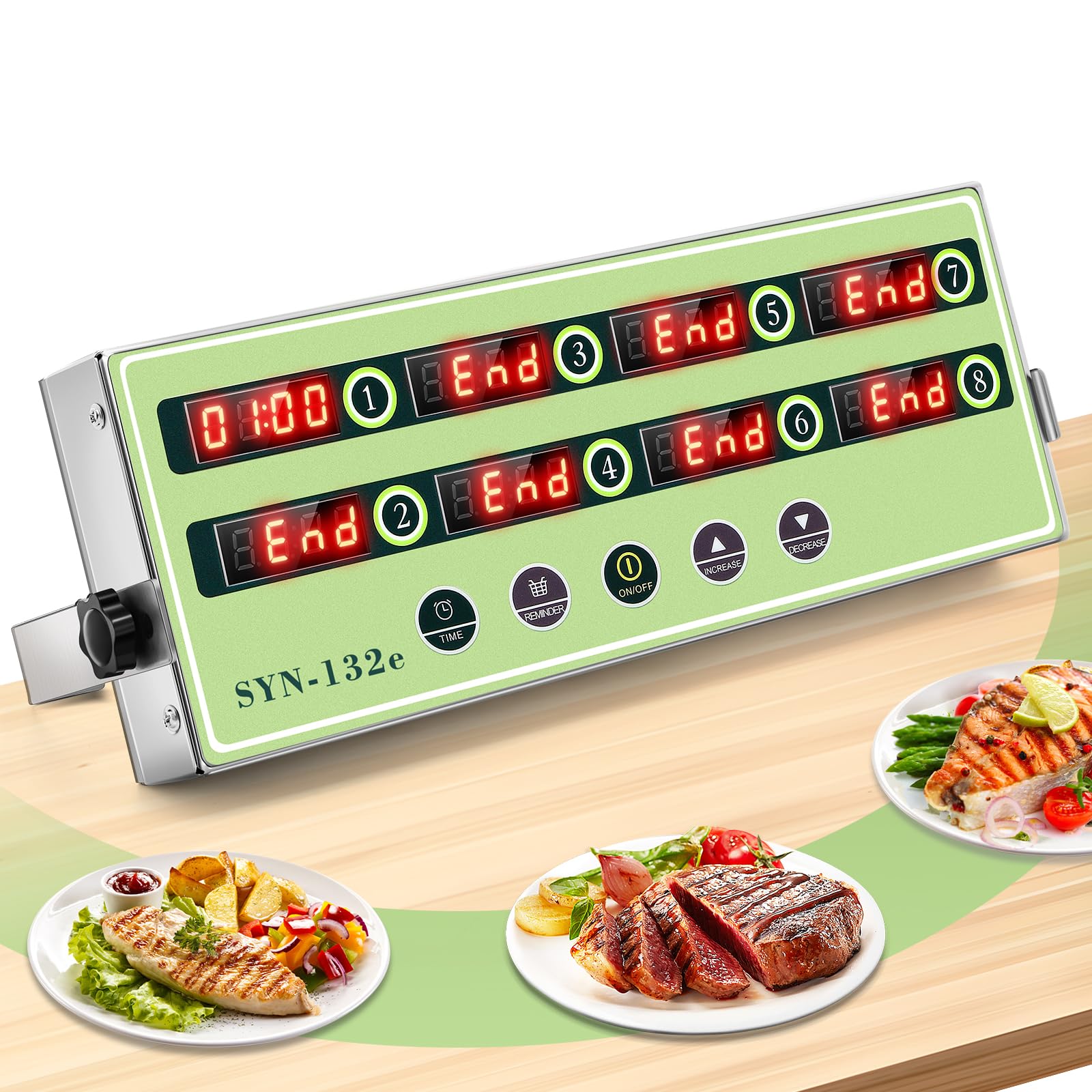 8 Channel Commercial Kitchen Timer with Loud Alarm - Stainless Steel Multi Food Fryer Timer for Restaurants & Cooking - Perfect for Batch Frying, Baking, and Food Prep Stations