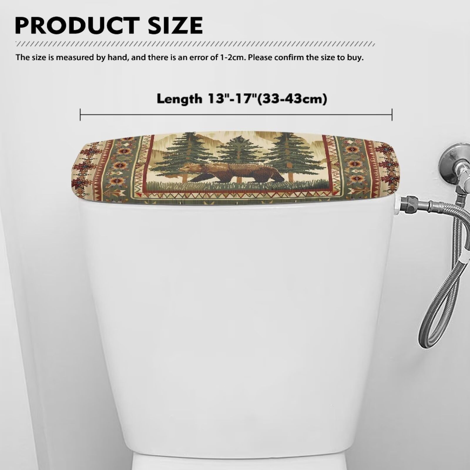 Aztec Bar Toilet Tank Cover - Dustproof Bathroom Tank Lid Replacement Fits Most Standard Toilets | Modern Home Decor for Powder Rooms & Guest Bathrooms