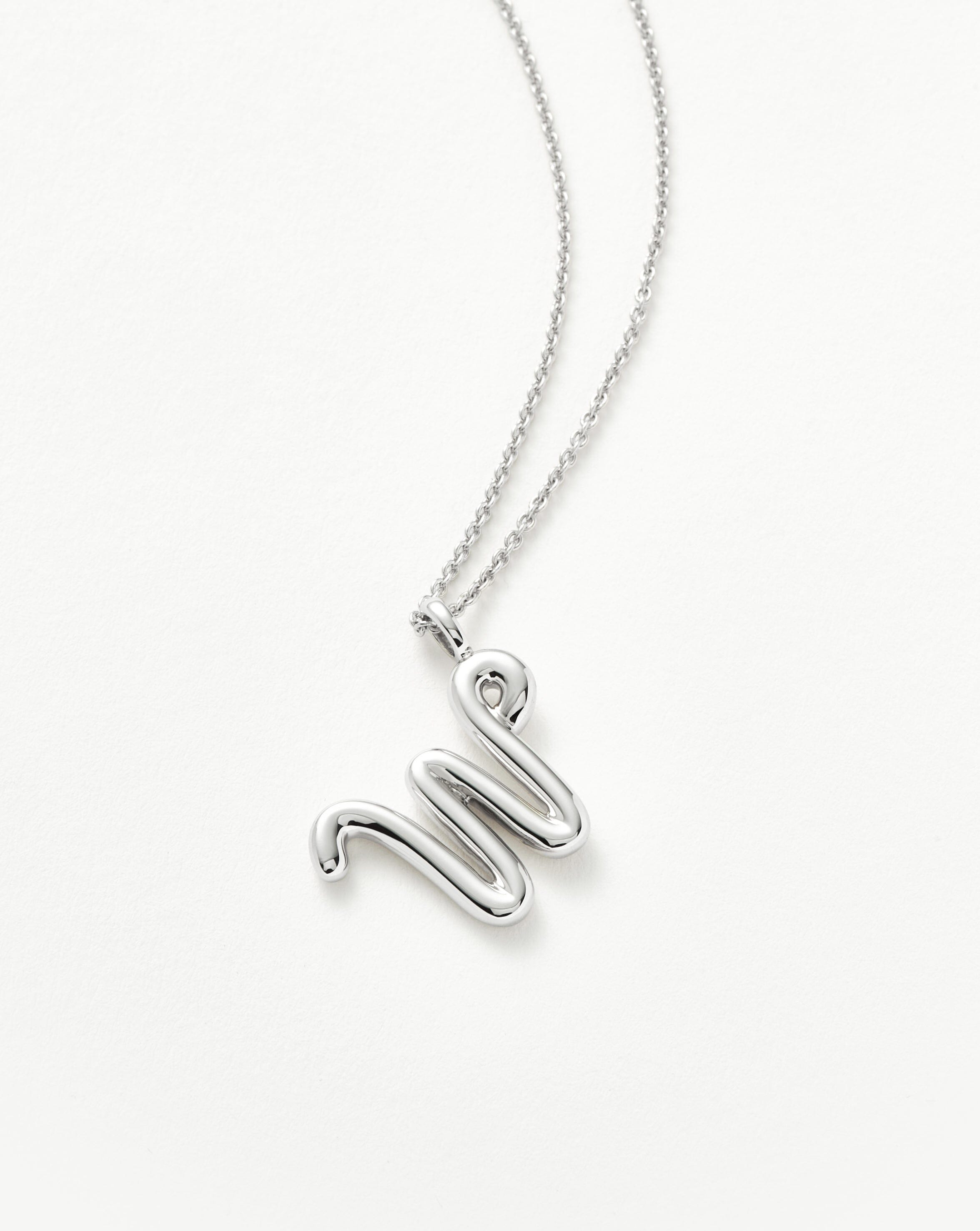 Curly Molten Initial Pendant Necklace - Personalized Sterling Silver Jewelry for Women | Perfect Gift for Birthday, Anniversary & Valentine's Day