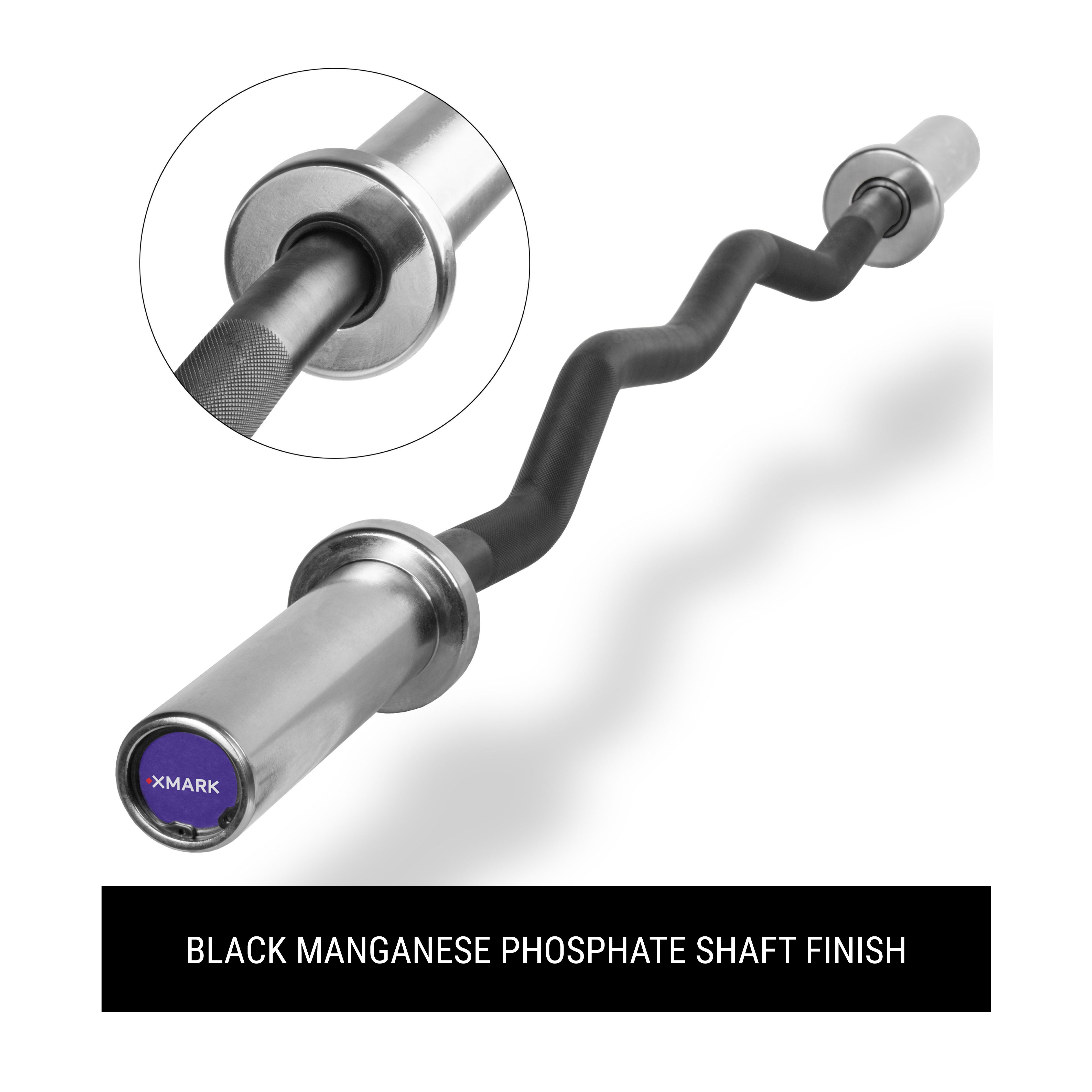 Black Olympic EZ Curl Bar - 7ft Weightlifting Barbell for Home & Gym Workouts - Perfect for Bicep Curls, Triceps Exercises & Strength Training